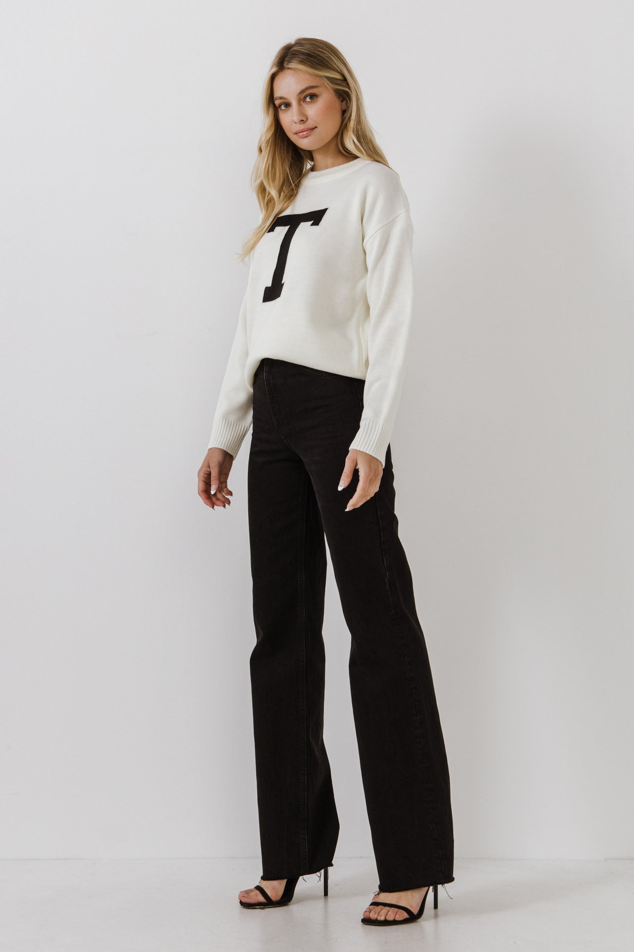ENGLISH FACTORY - Alphabet Motif Sweater - SWEATERS & KNITS available at Objectrare