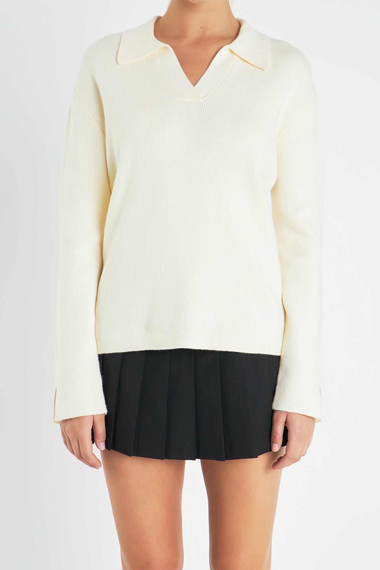 ENGLISH FACTORY - Collared Knit Sweater - SWEATERS & KNITS available at Objectrare