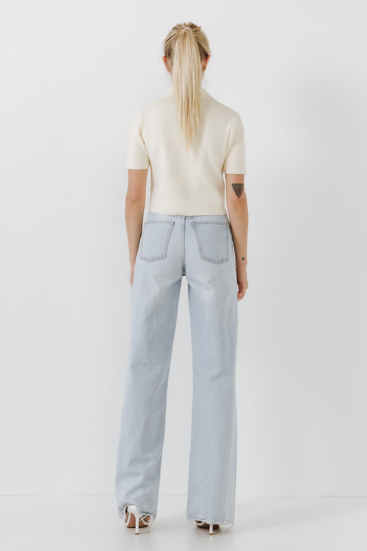 ENGLISH FACTORY - Polo Collar Crop Knit Sweater - SWEATERS & KNITS available at Objectrare