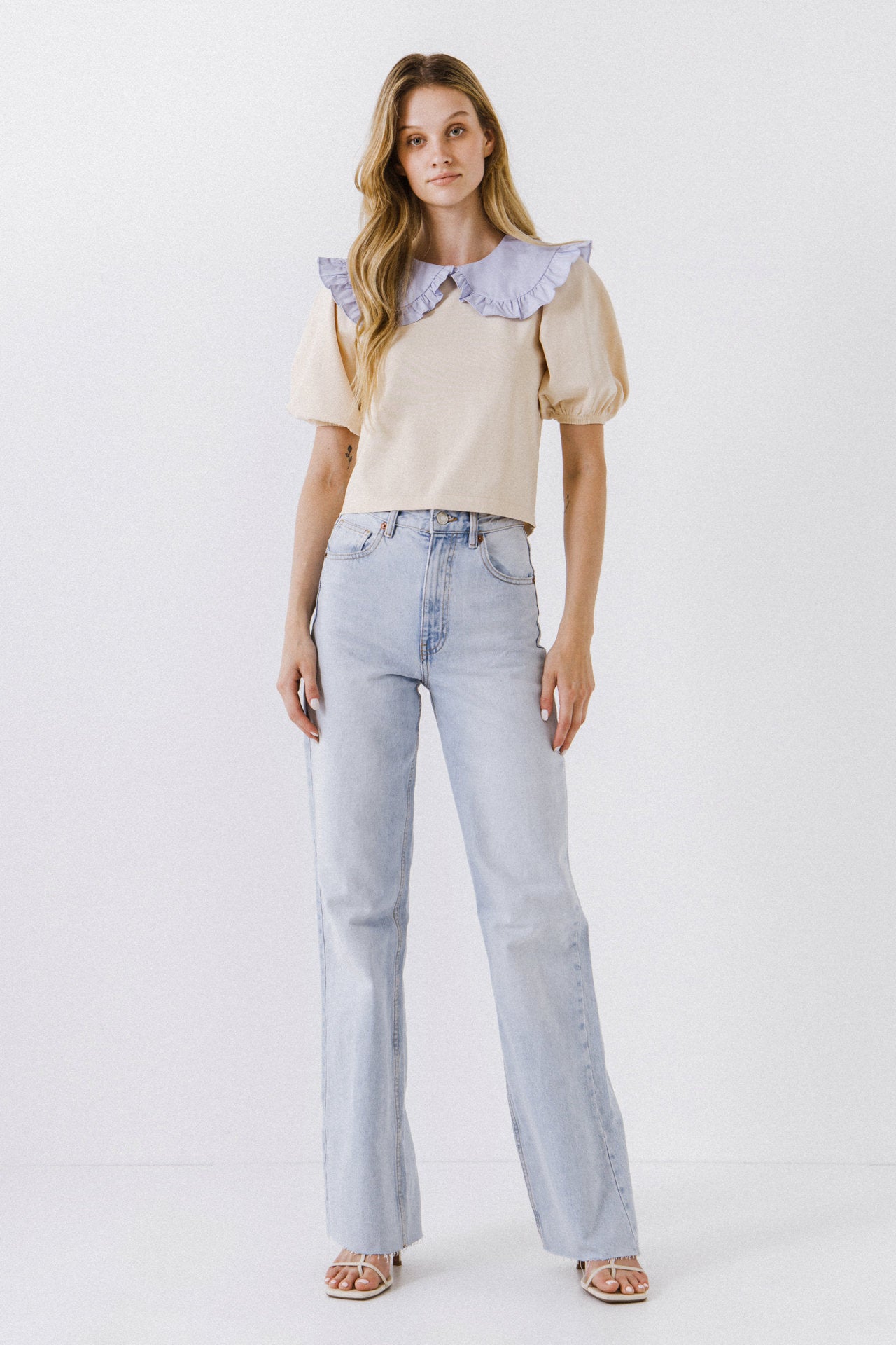 ENGLISH FACTORY - Oversized Ruffled Collar Knit Top - SWEATERS & KNITS available at Objectrare