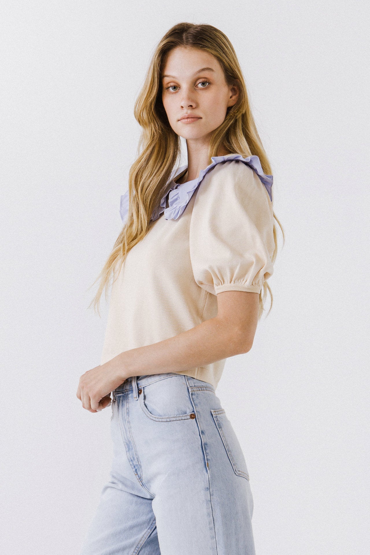 ENGLISH FACTORY - Oversized Ruffled Collar Knit Top - SWEATERS & KNITS available at Objectrare