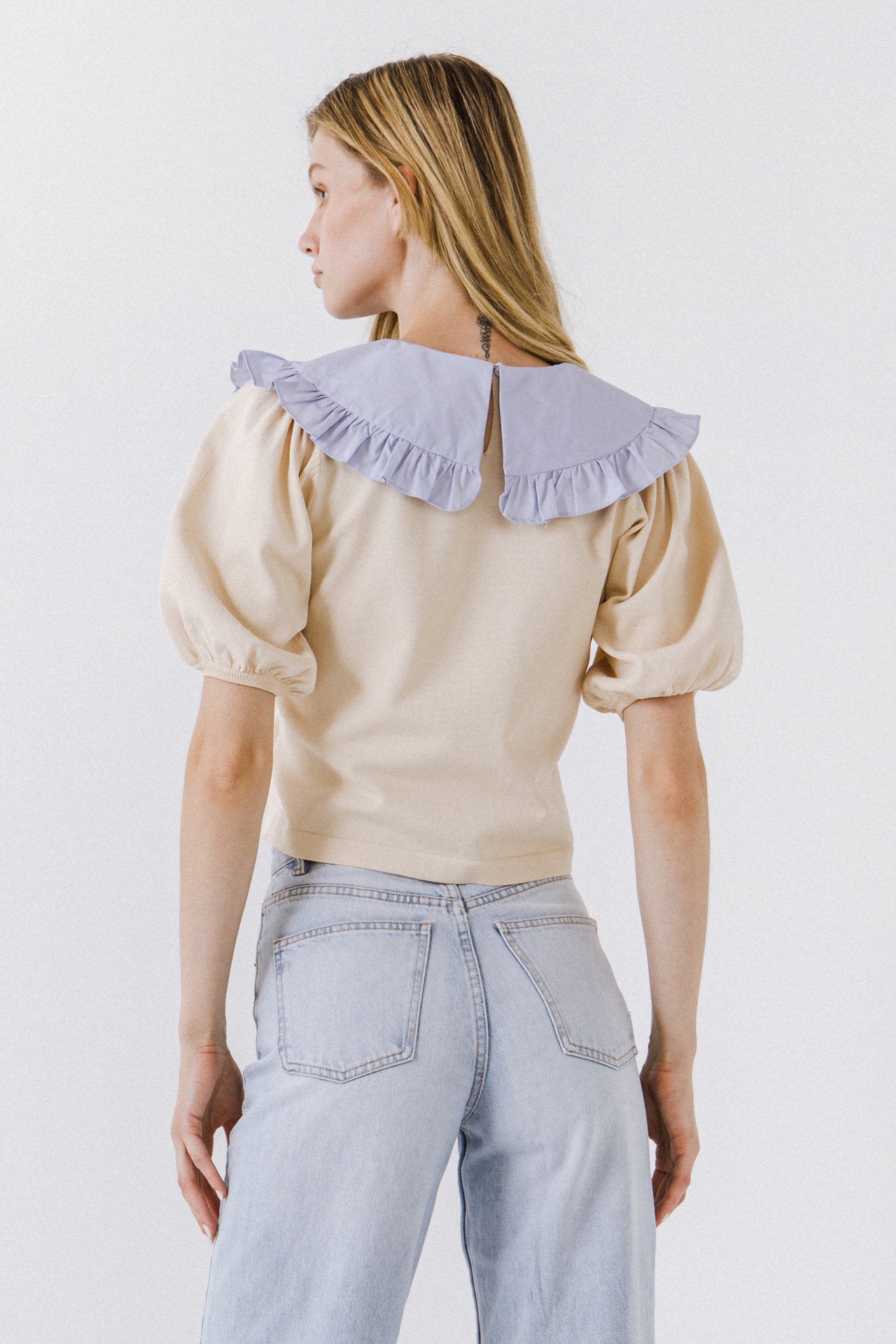 ENGLISH FACTORY - Oversized Ruffled Collar Knit Top - SWEATERS & KNITS available at Objectrare