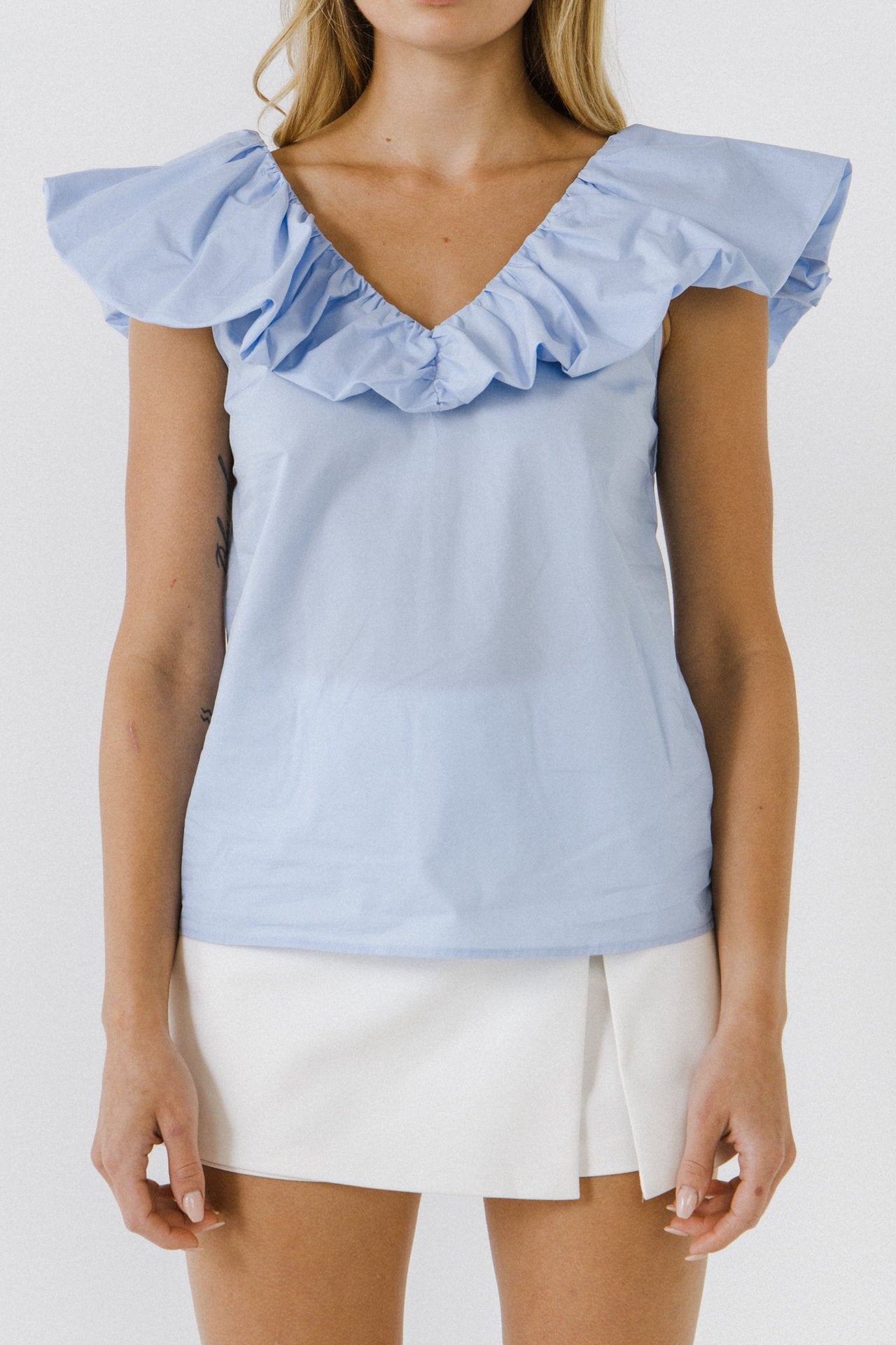 ENGLISH FACTORY - Ruffle at Neckline Top - TOPS available at Objectrare