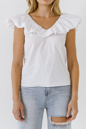 ENGLISH FACTORY - Ruffle at Neckline Top - TOPS available at Objectrare
