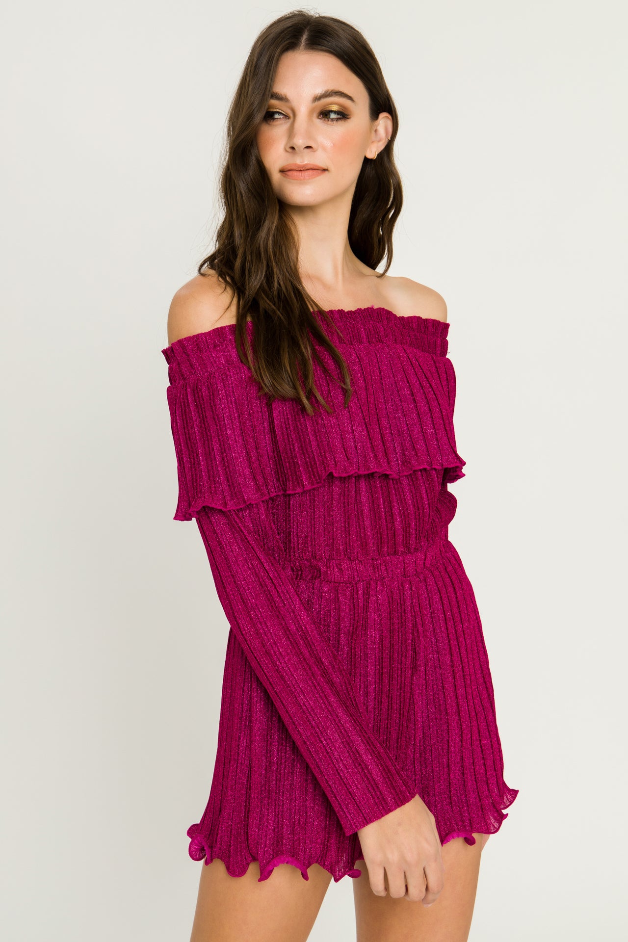 Metallic Off-The-Shoulder Romper