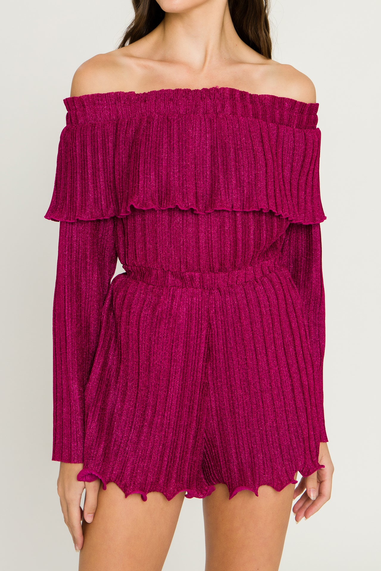 Metallic Off-The-Shoulder Romper