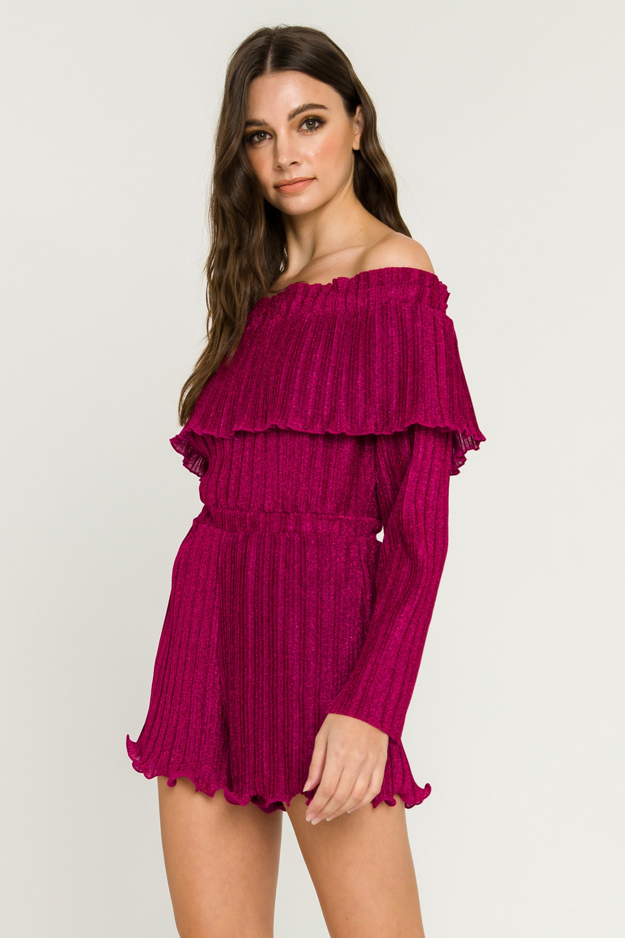 Metallic Off-The-Shoulder Romper