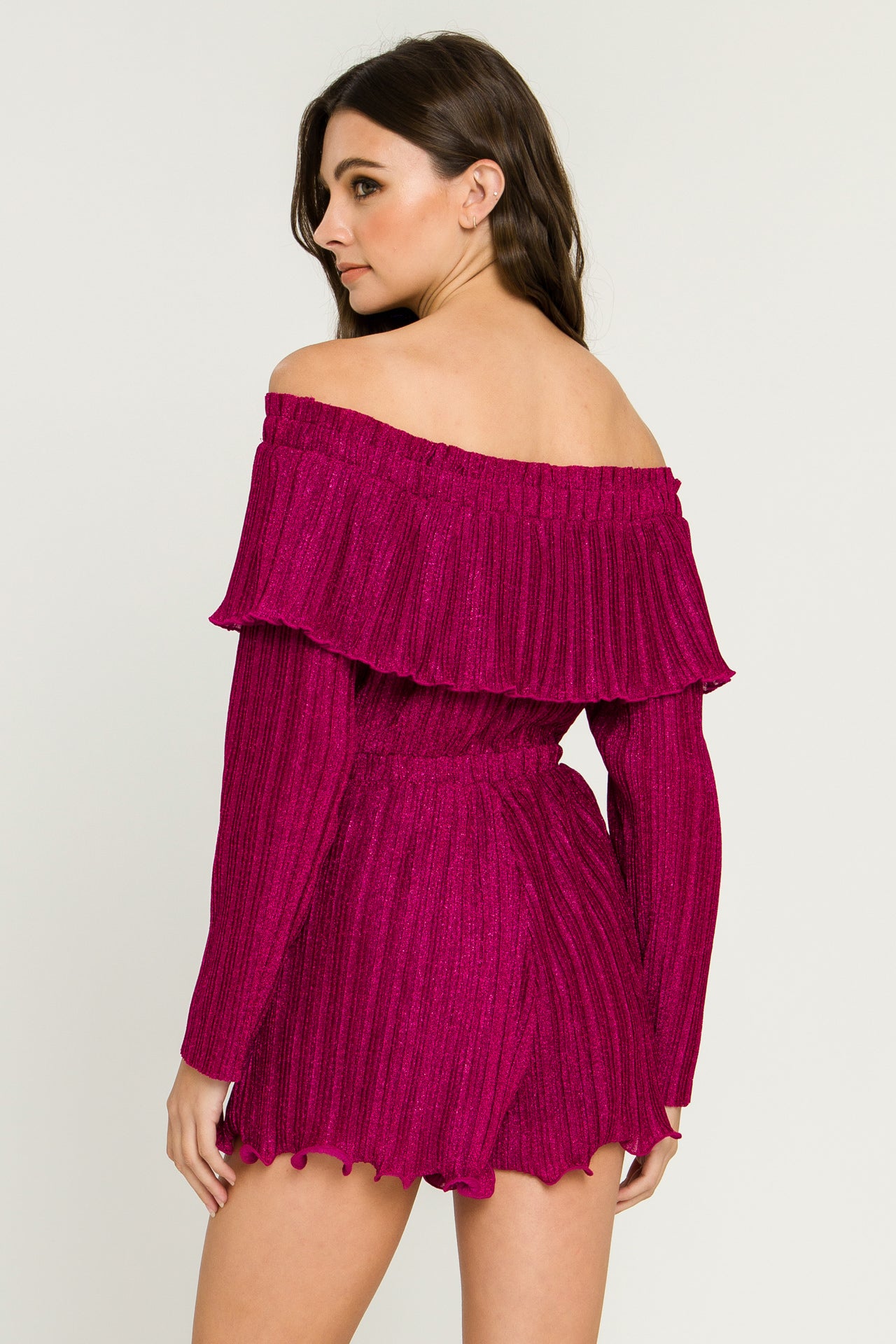 Metallic Off-The-Shoulder Romper