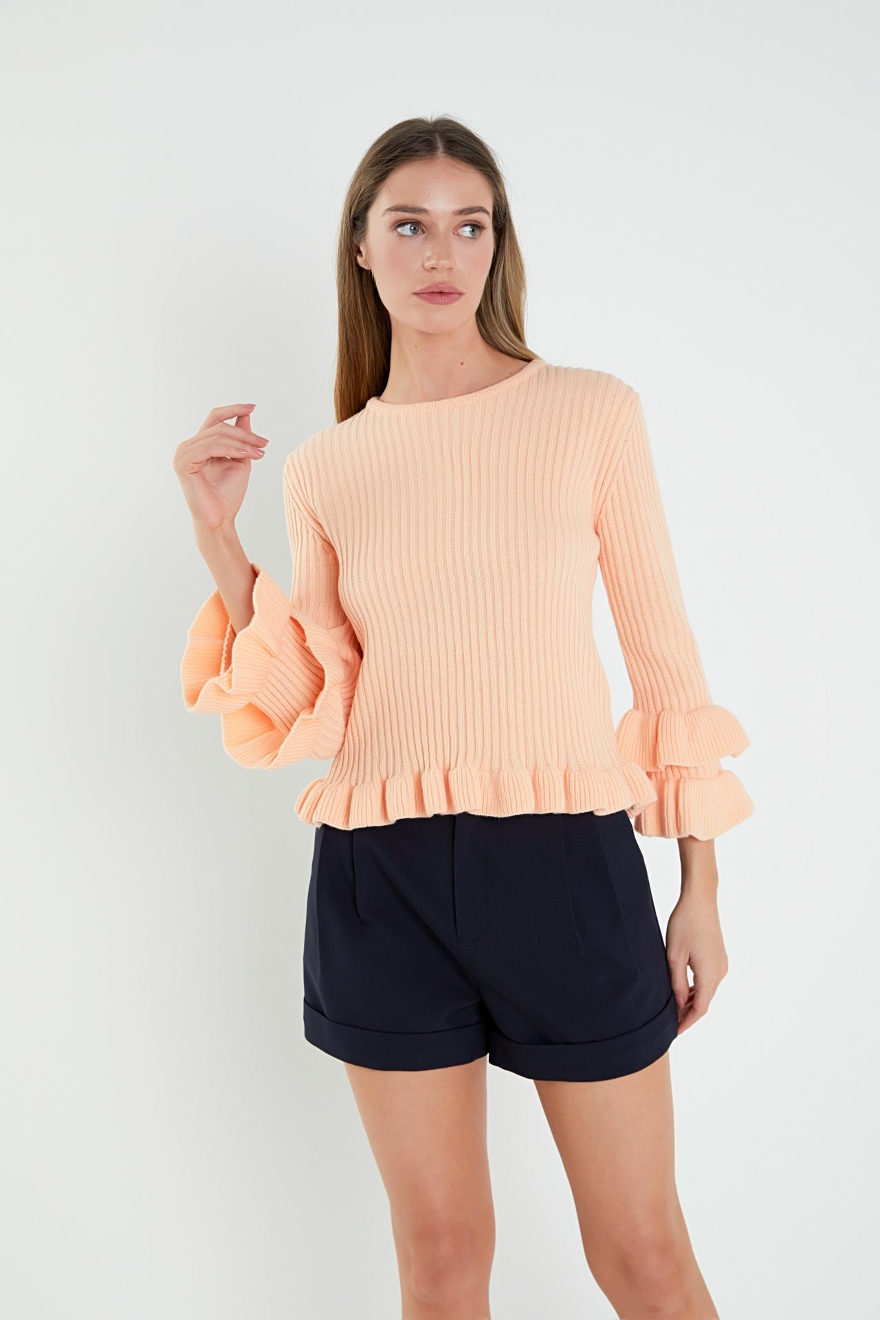 ENGLISH FACTORY - Ruffle Detail Sweater - SWEATERS & KNITS available at Objectrare