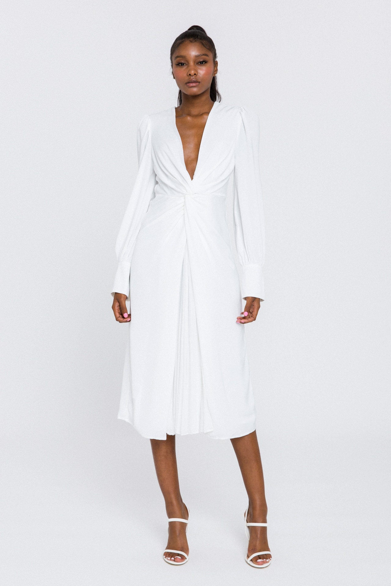 knee length dresses for ladies Twist Front Midi Dress