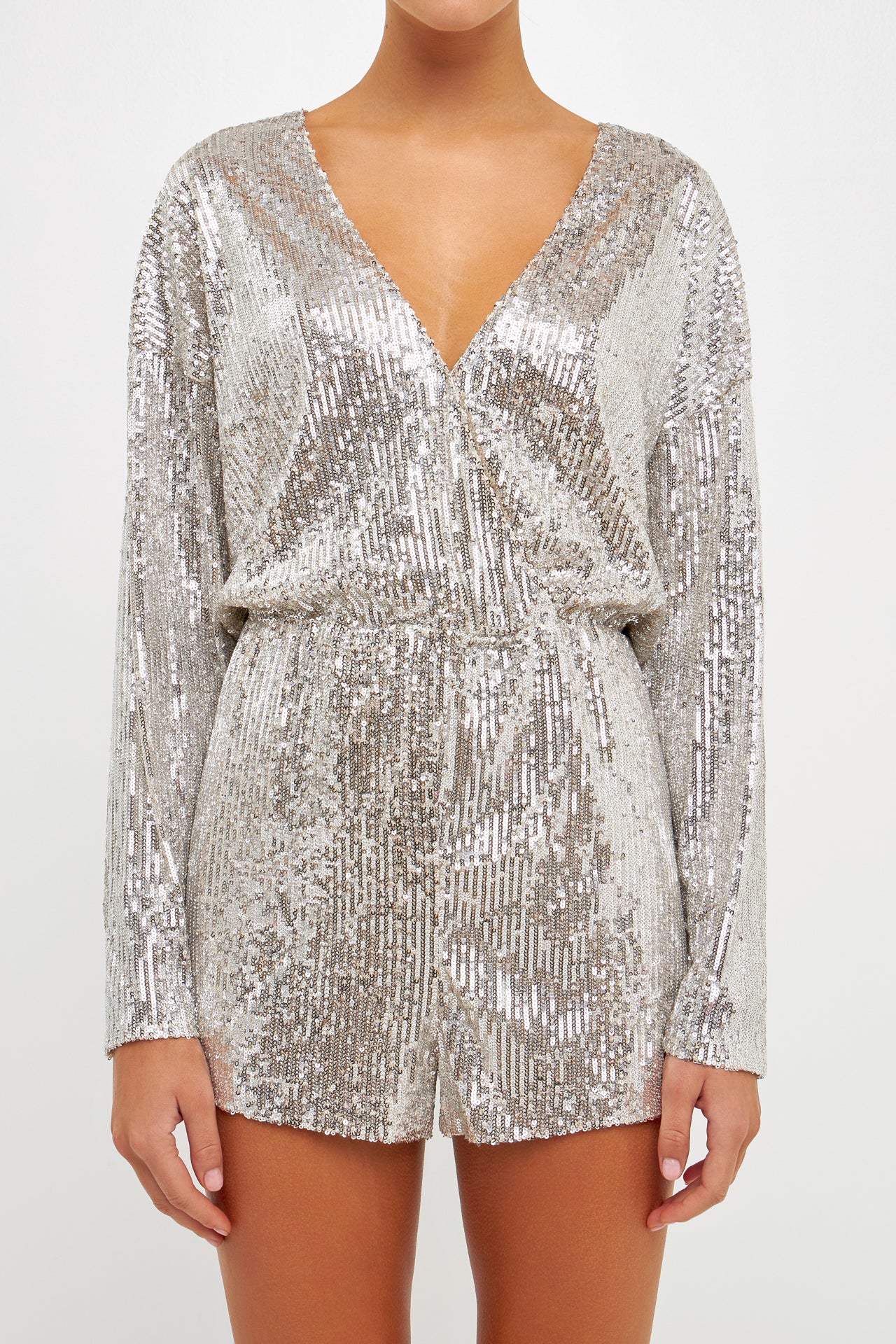 ENDLESS ROSE - Sequin Wrap Romper - ROMPERS available at Objectrare