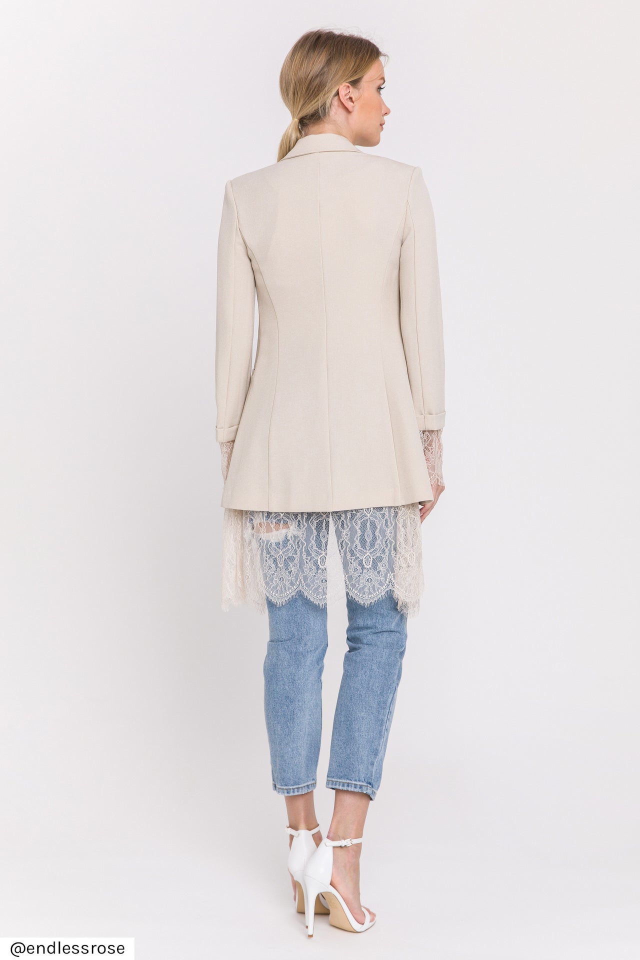 ENDLESS ROSE - Lace Combo Blazer - BLAZERS available at Objectrare