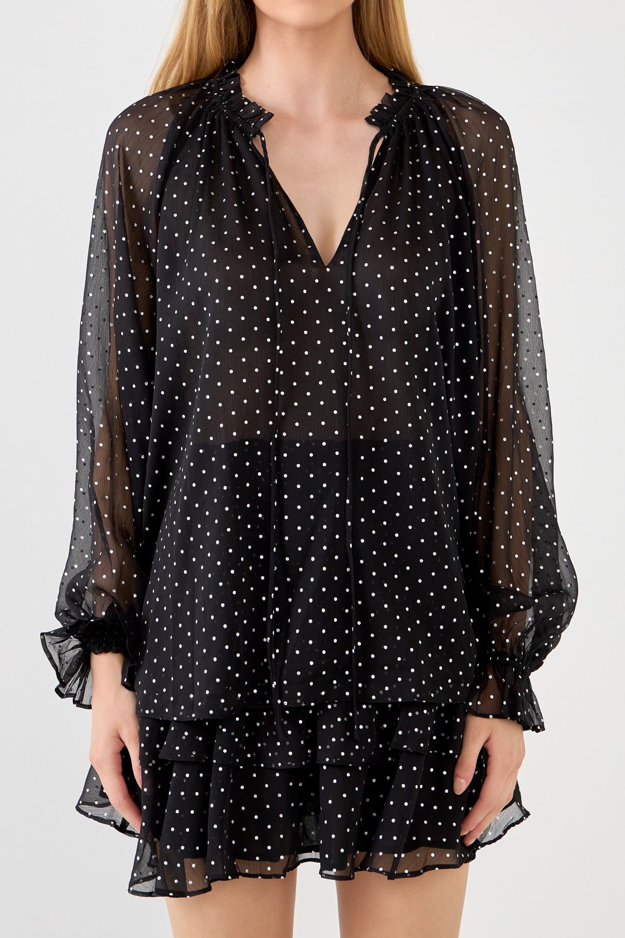 FREE THE ROSES - Polka Dot Chiffon Blouse - TOPS available at Objectrare