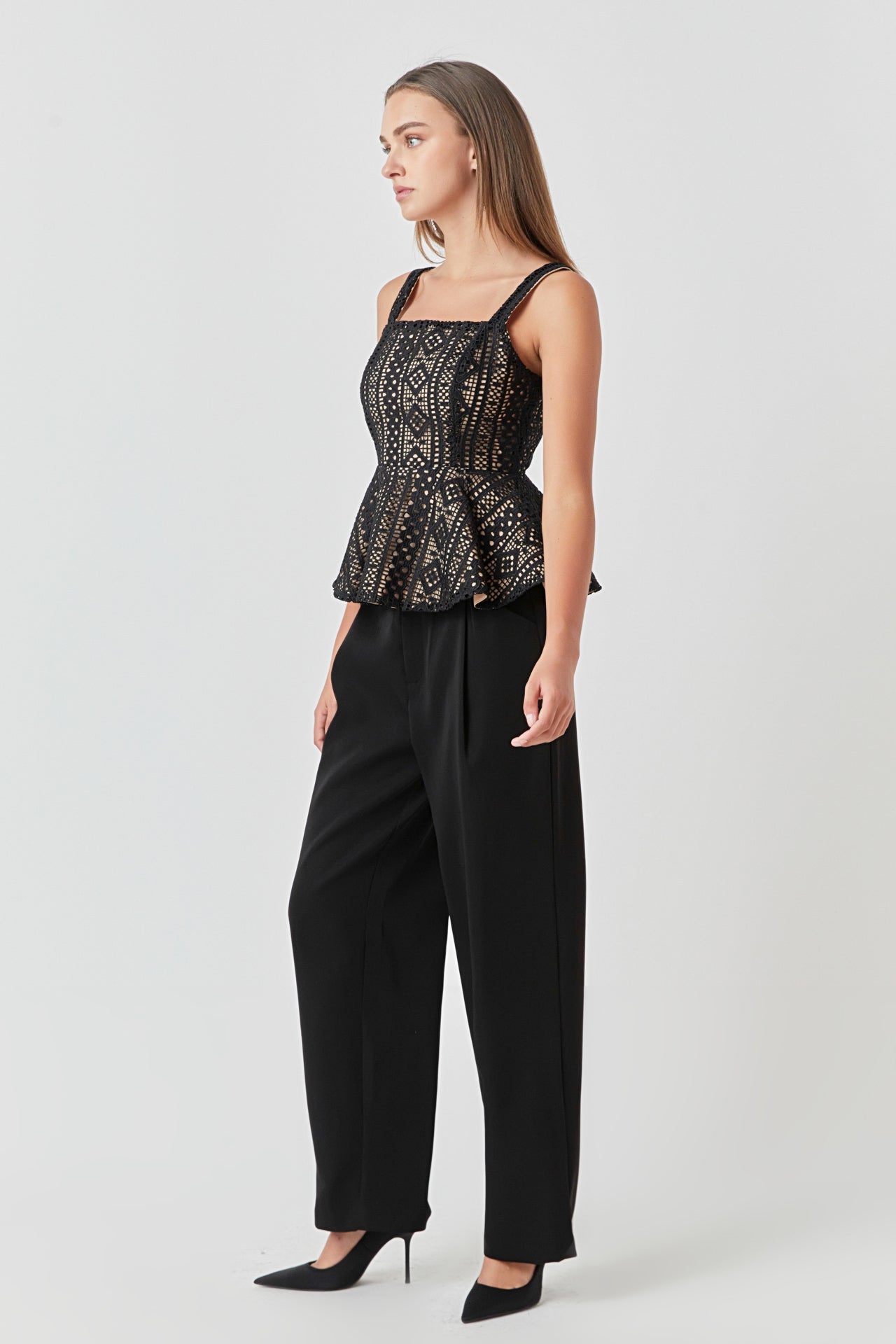 ENDLESS ROSE - Lace Peplum Top - TOPS available at Objectrare