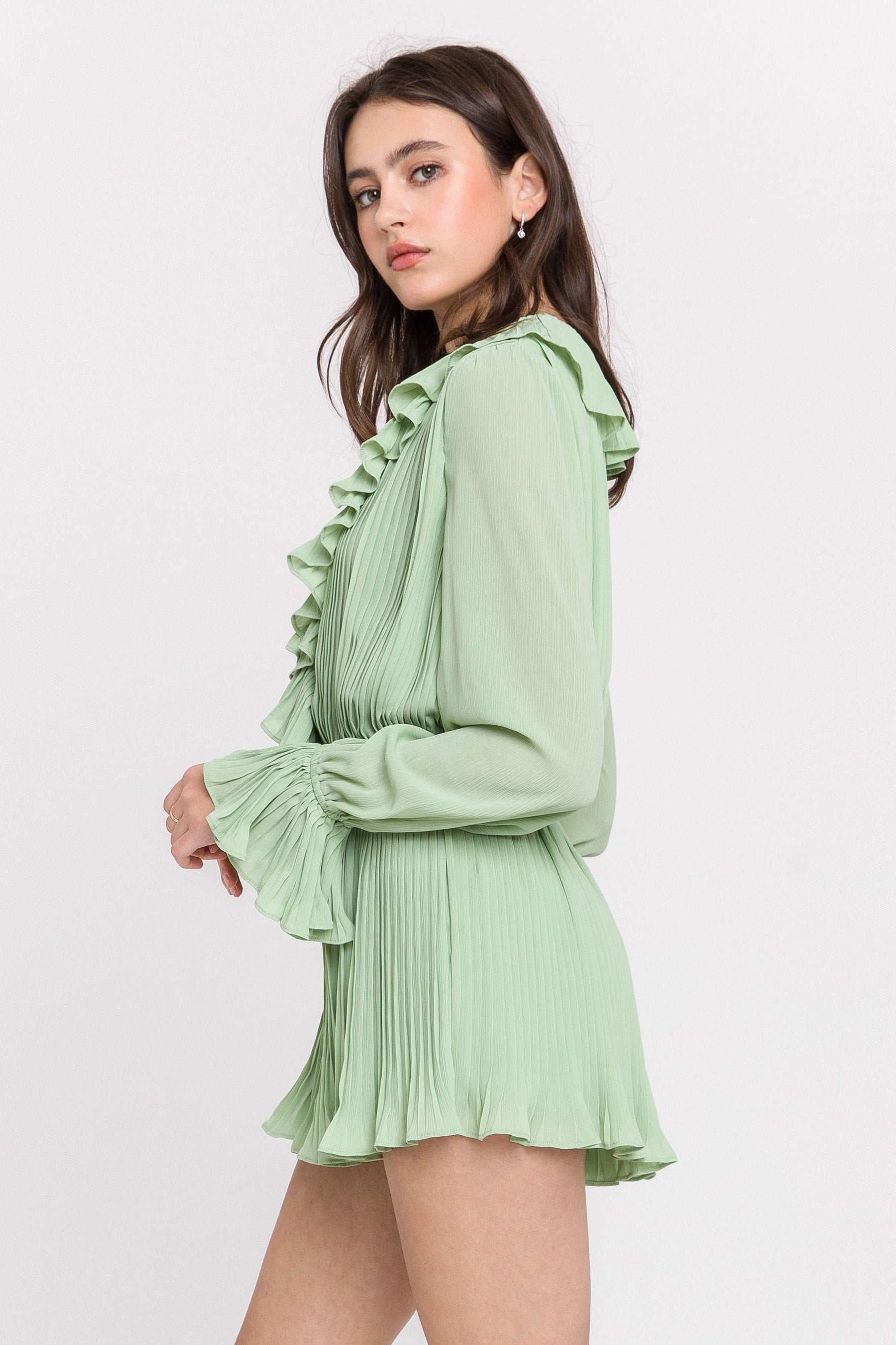 ENDLESS ROSE - Ruffled V-neck Romper - ROMPERS available at Objectrare