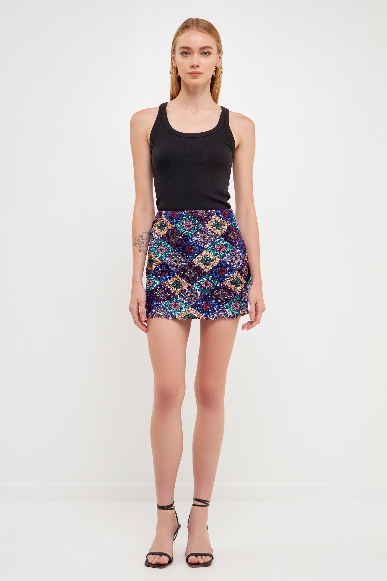 Multi Sequin Mini Skirt