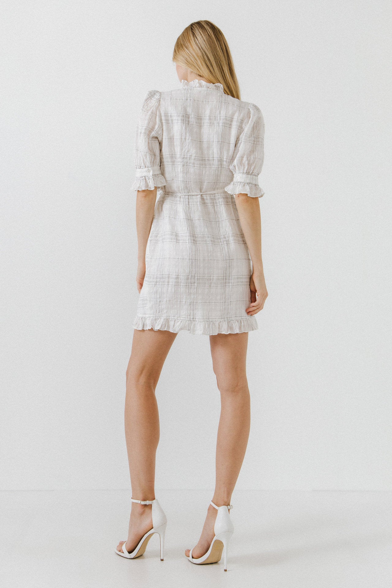ENDLESS ROSE - Check Print Linen Wrap Dress - DRESSES available at Objectrare