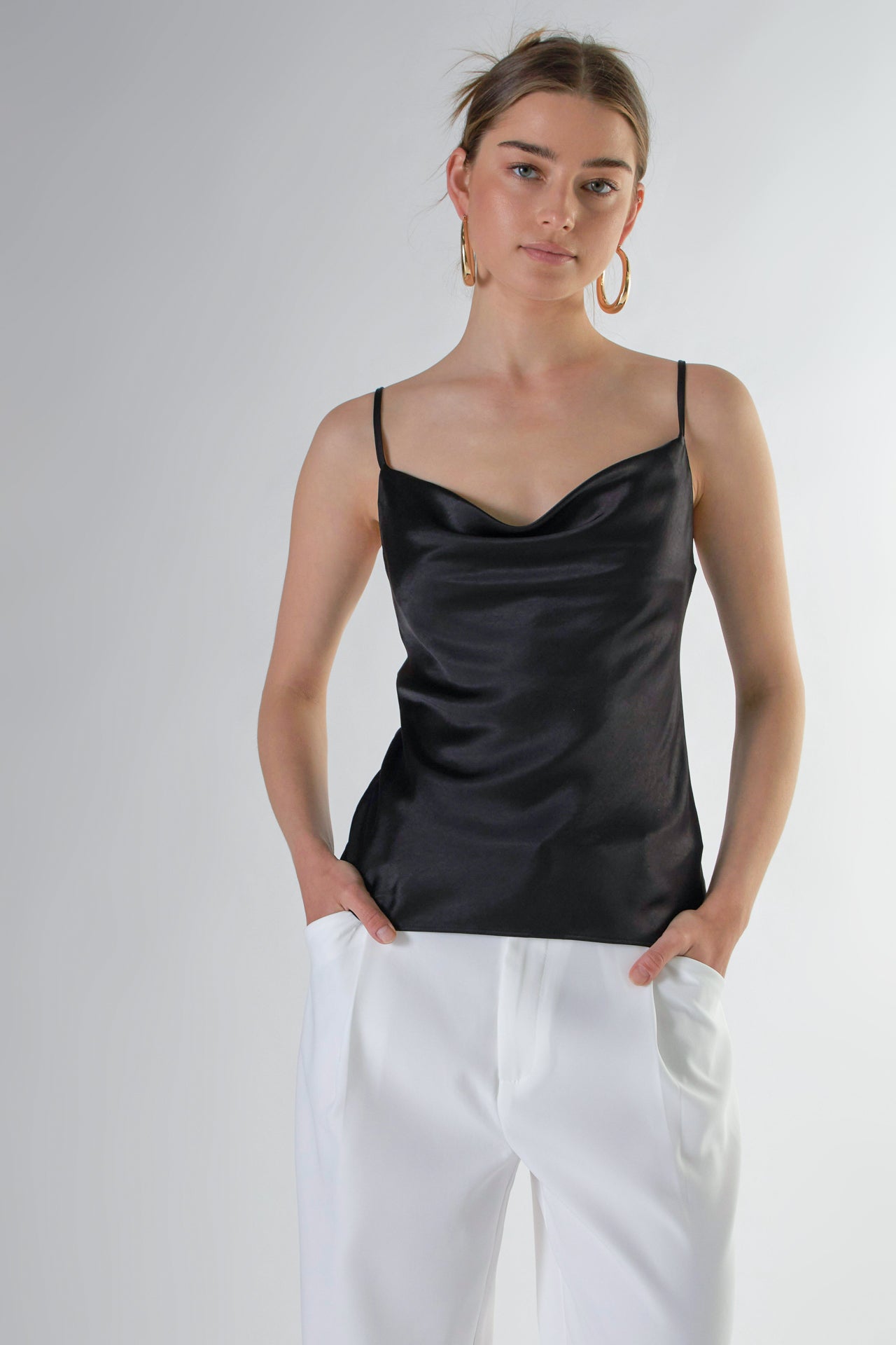 Satin Cowl Neck Top
