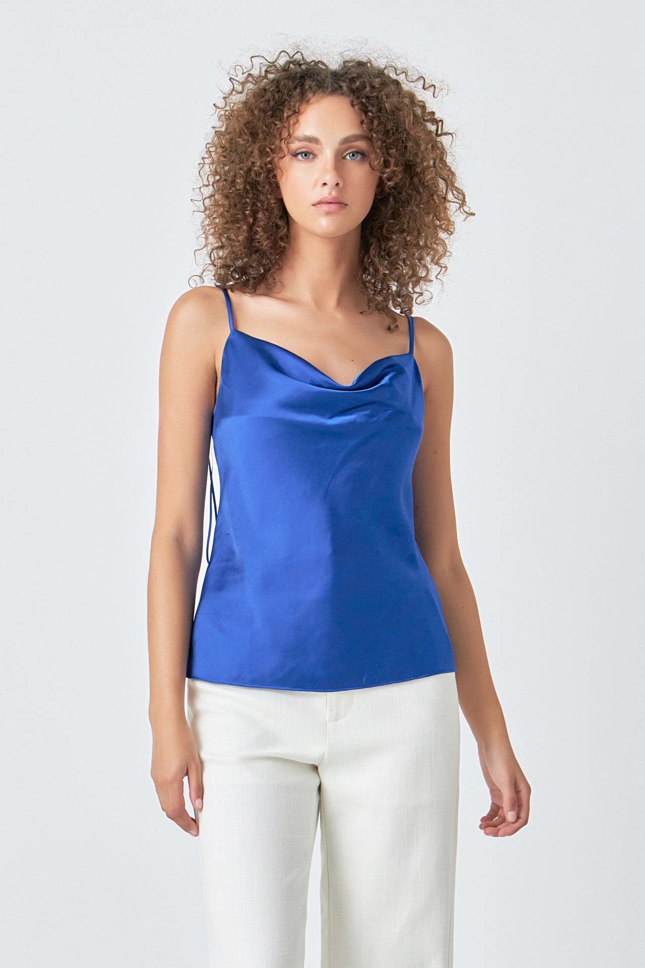 ENDLESS ROSE - Satin Cowl Neck Top - TOPS available at Objectrare