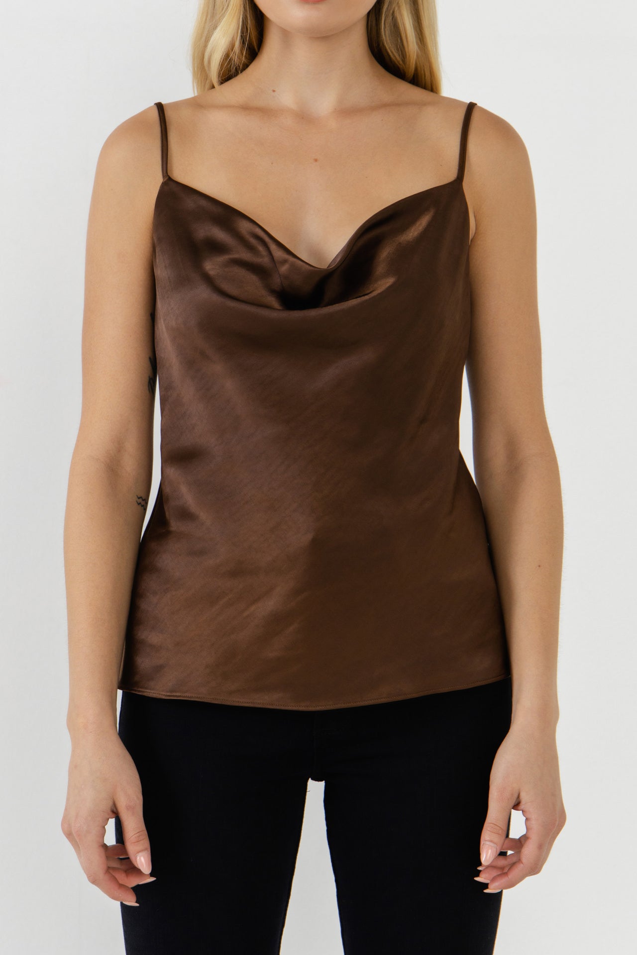 Satin Cowl Neck Top