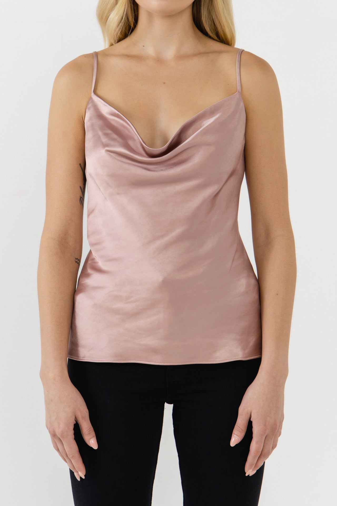Satin Cowl Neck Top