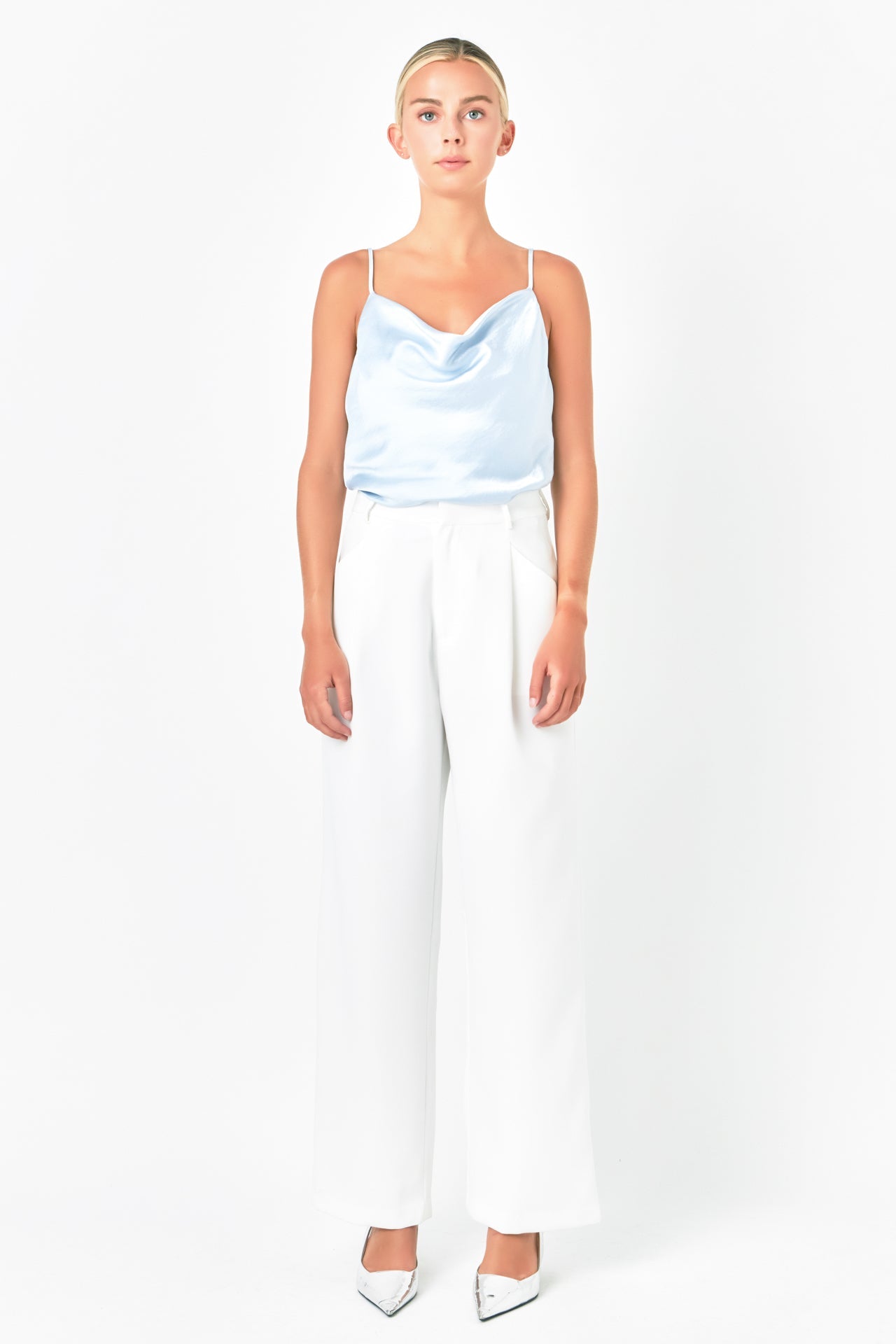 ENDLESS ROSE - Satin Cowl Neck Top - TOPS available at Objectrare