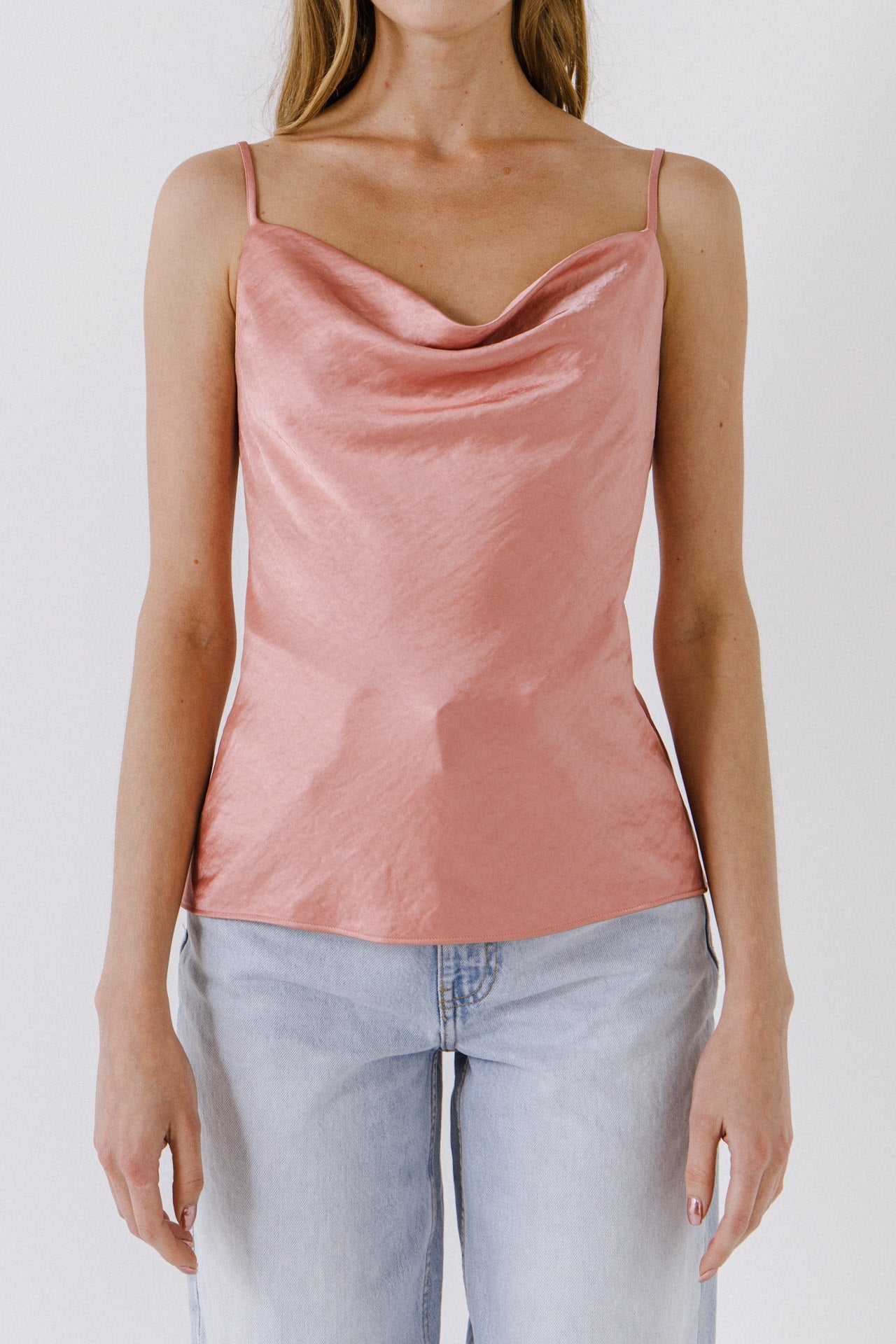 ENDLESS ROSE - Satin Cowl Neck Top - TOPS available at Objectrare