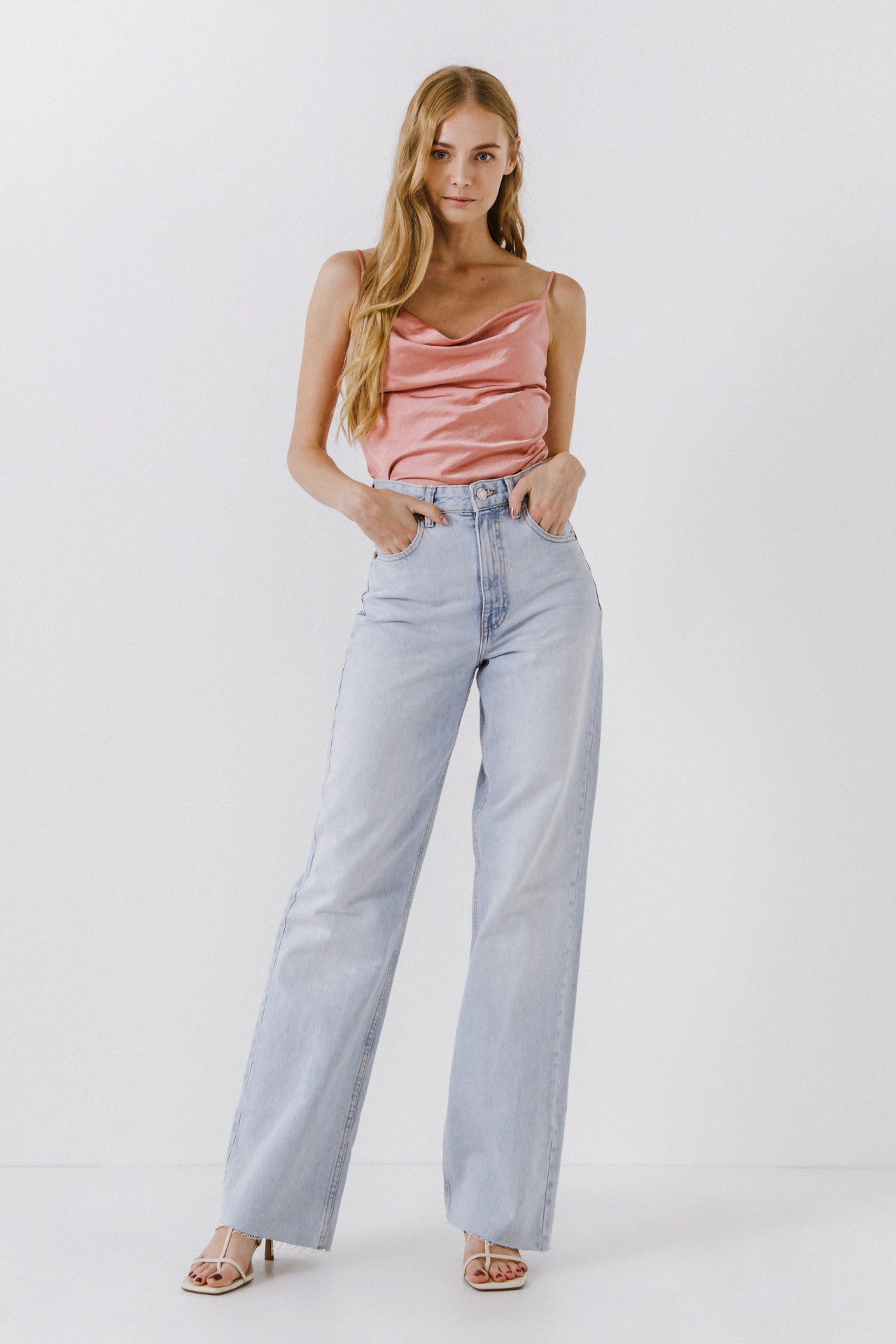 ENDLESS ROSE - Satin Cowl Neck Top - TOPS available at Objectrare