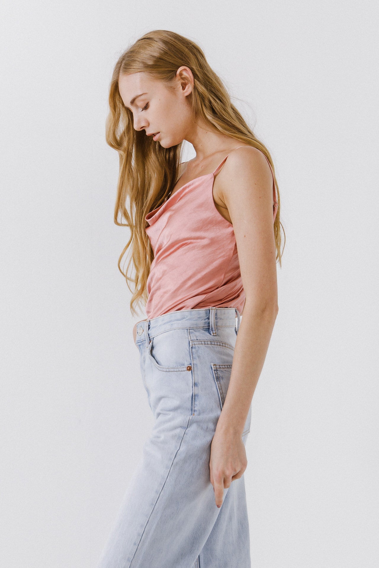 ENDLESS ROSE - Satin Cowl Neck Top - TOPS available at Objectrare
