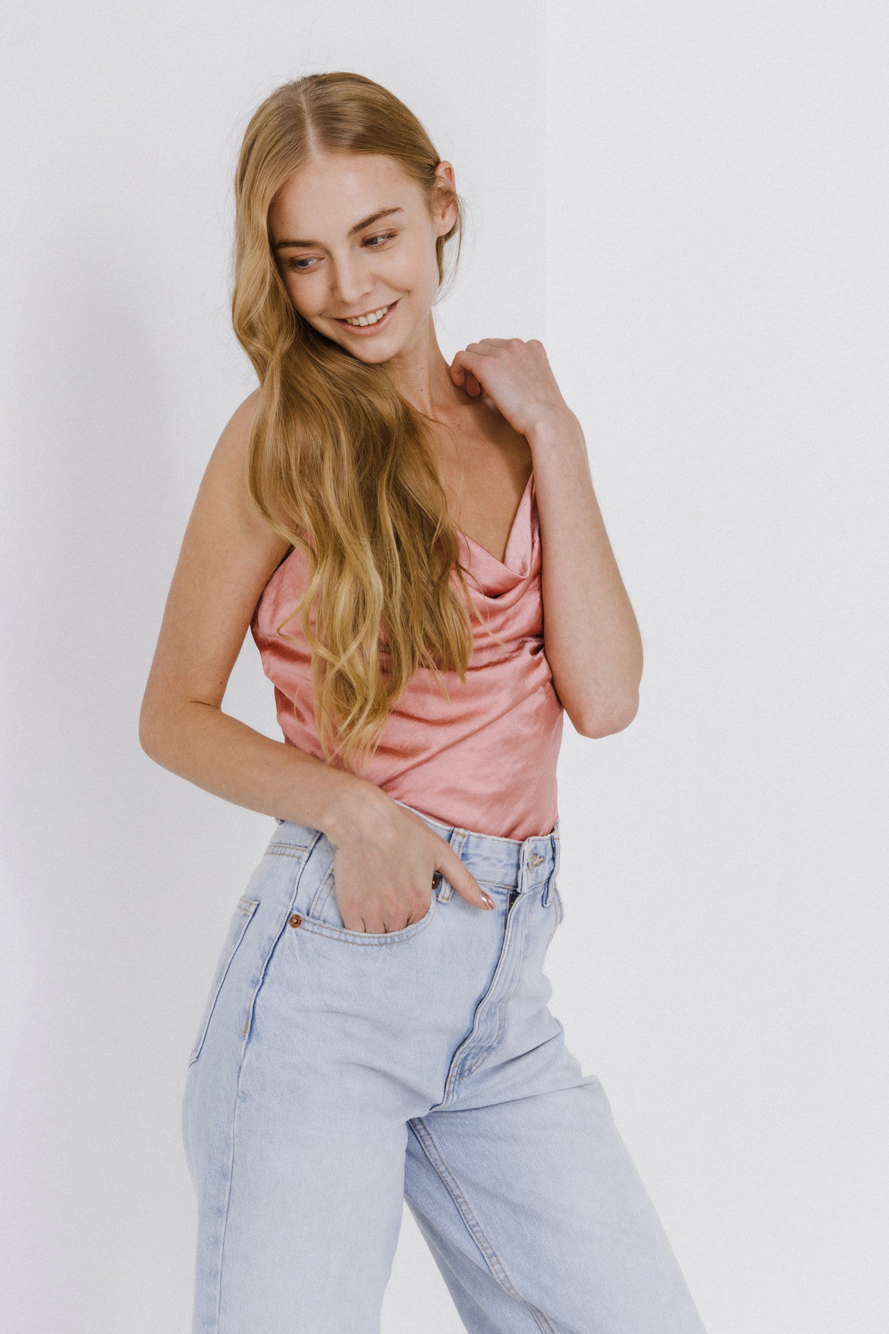 Satin Cowl Neck Top