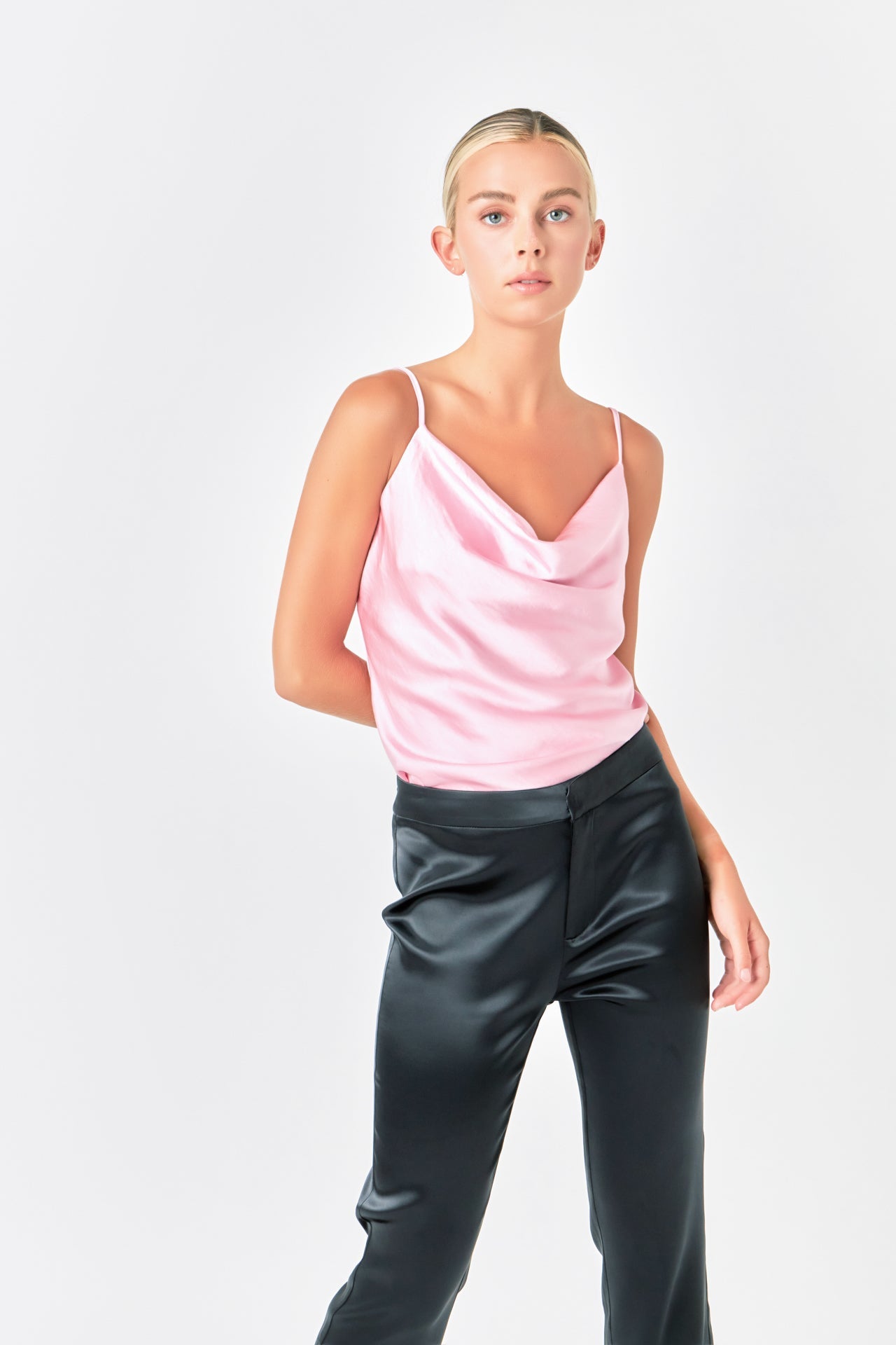 ENDLESS ROSE - Satin Cowl Neck Top - TOPS available at Objectrare