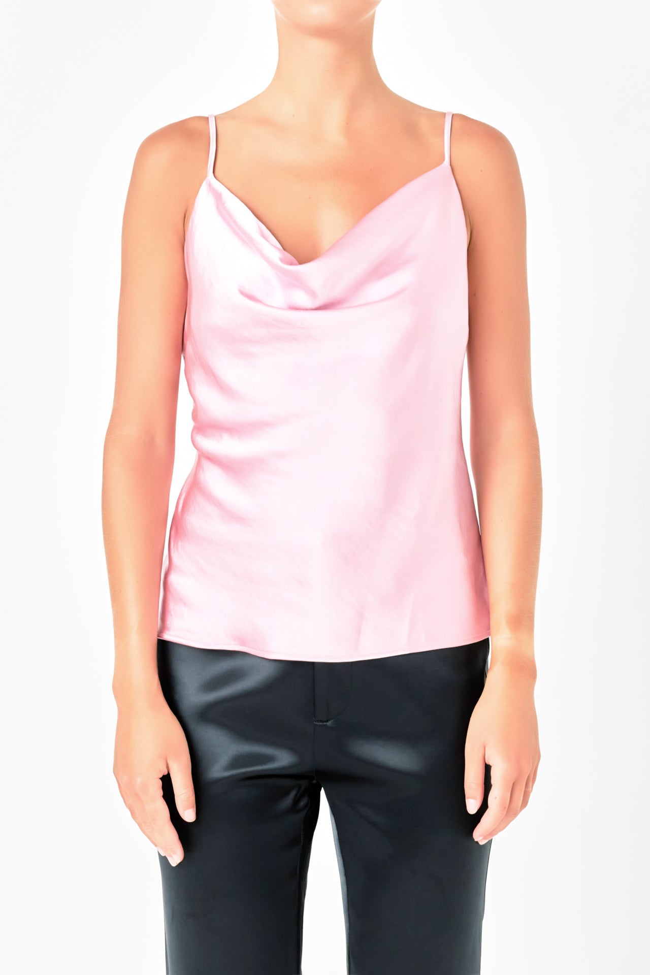 ENDLESS ROSE - Satin Cowl Neck Top - TOPS available at Objectrare