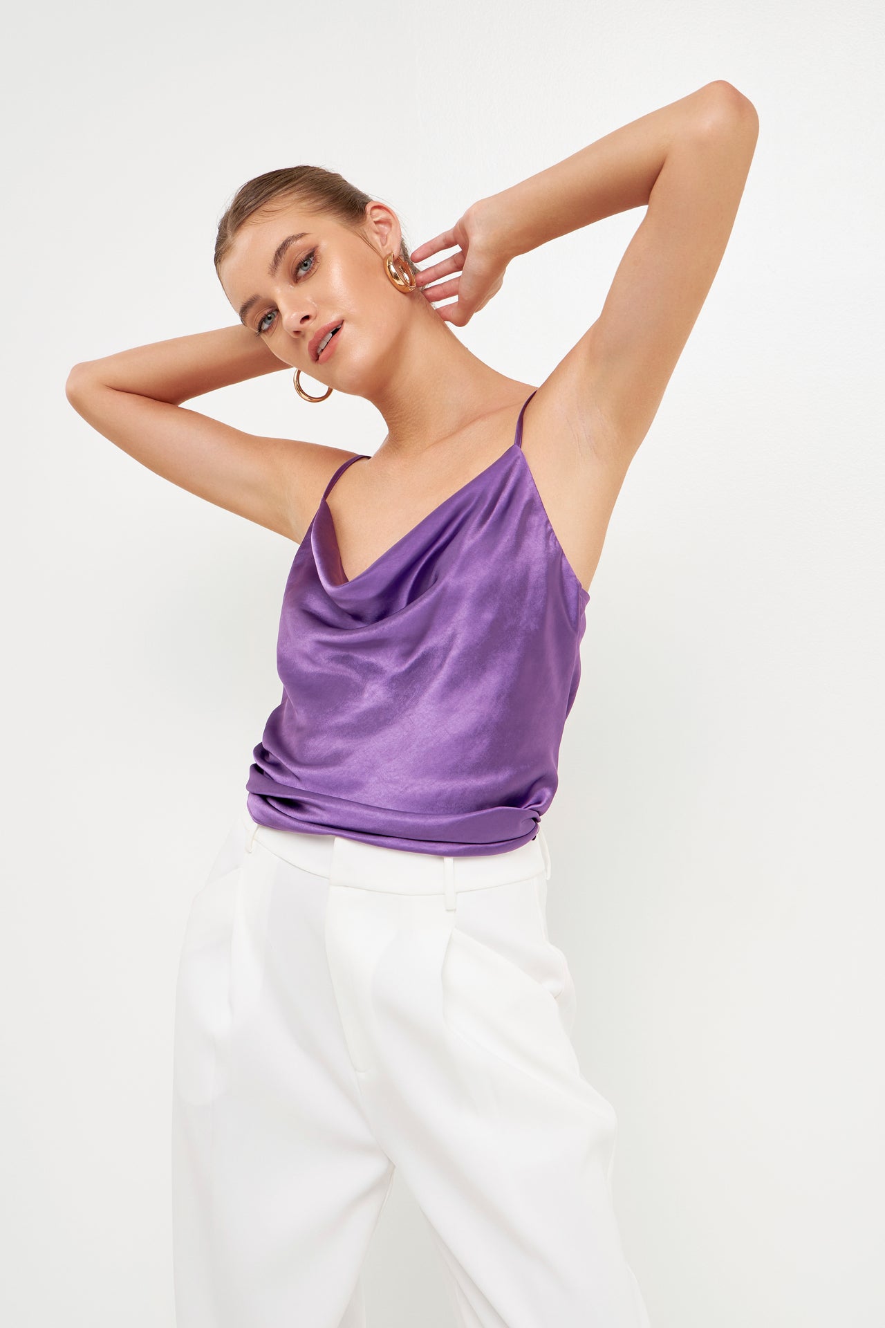 Satin Cowl Neck Top