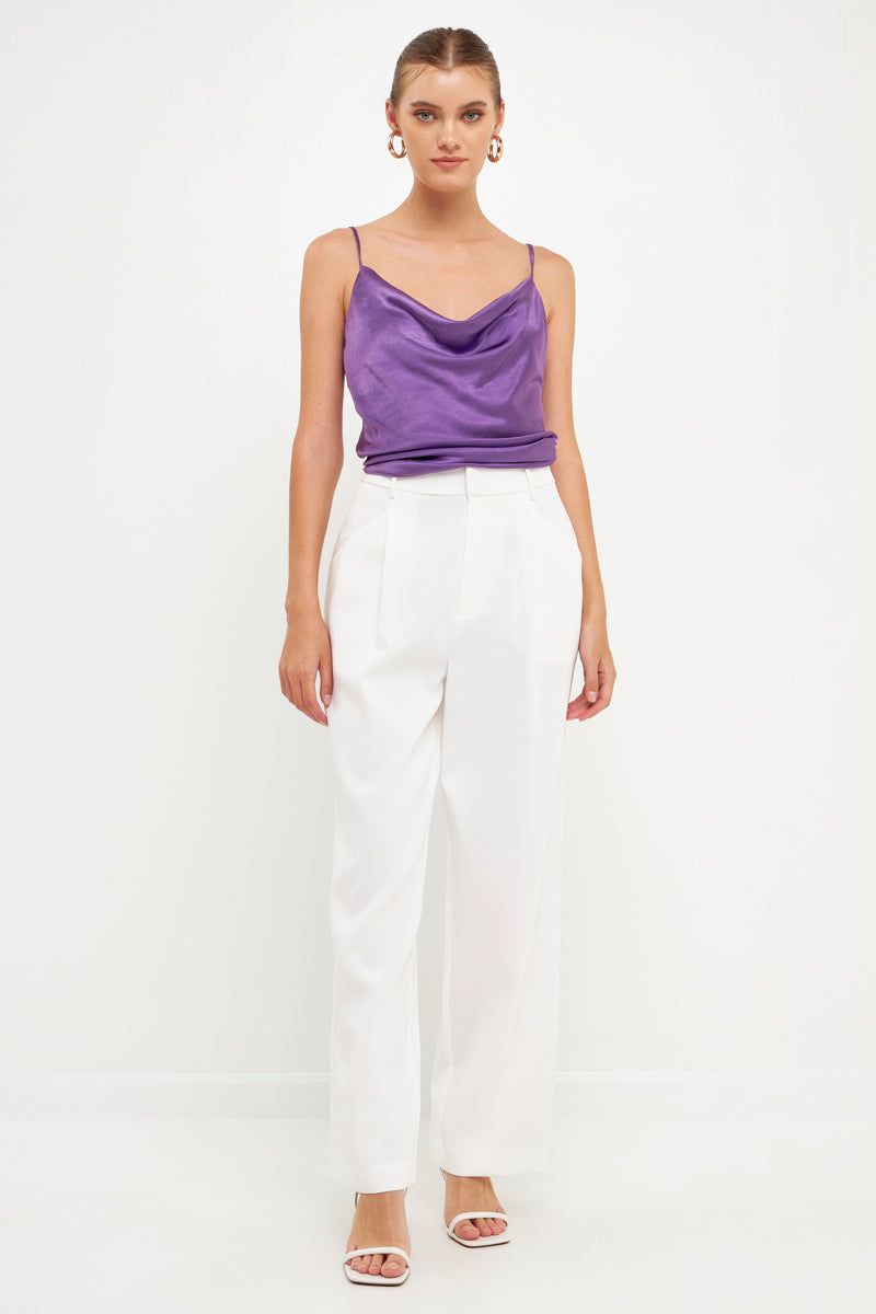 ENDLESS ROSE - Satin Cowl Neck Top - TOPS available at Objectrare