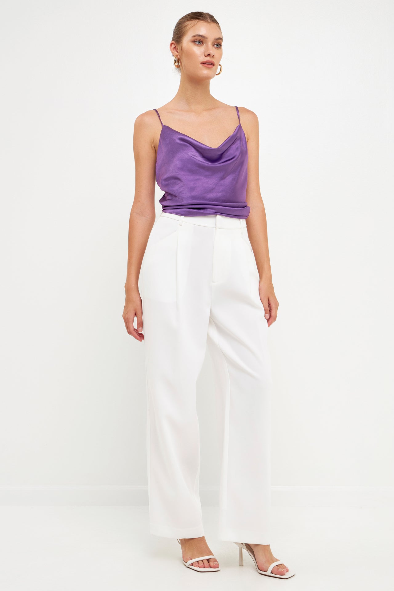 Satin Cowl Neck Top