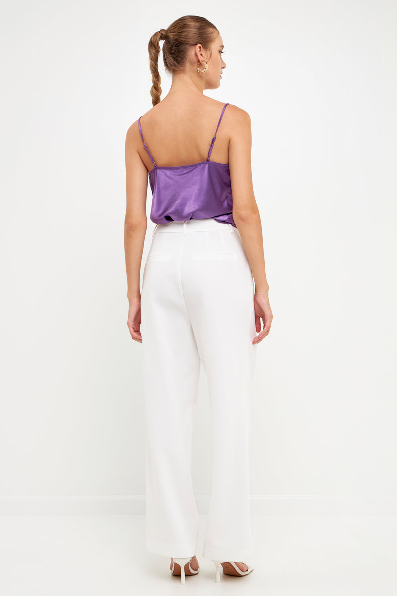 ENDLESS ROSE - Satin Cowl Neck Top - TOPS available at Objectrare