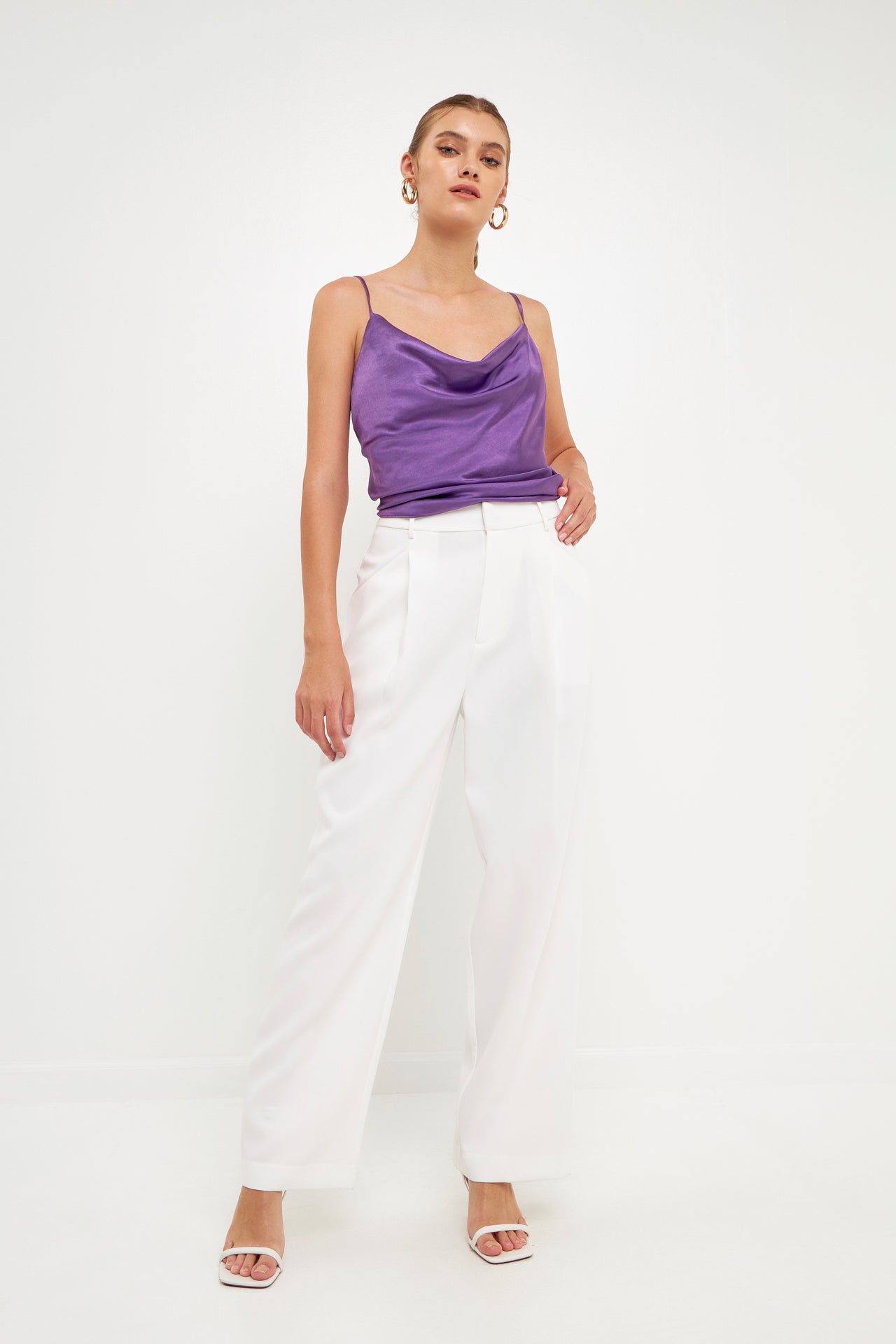 Satin Cowl Neck Top