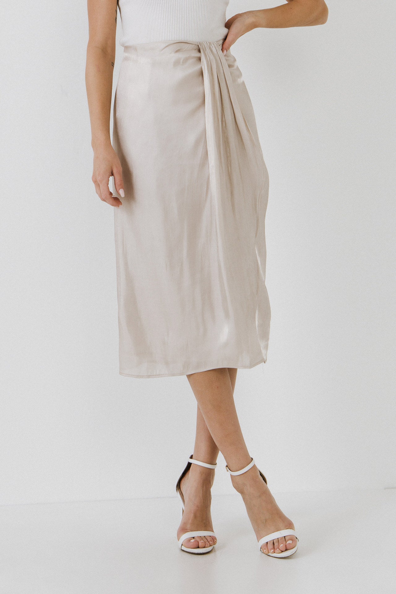 ENDLESS ROSE - Metallic Effect Midi Skirt - SKIRTS available at Objectrare