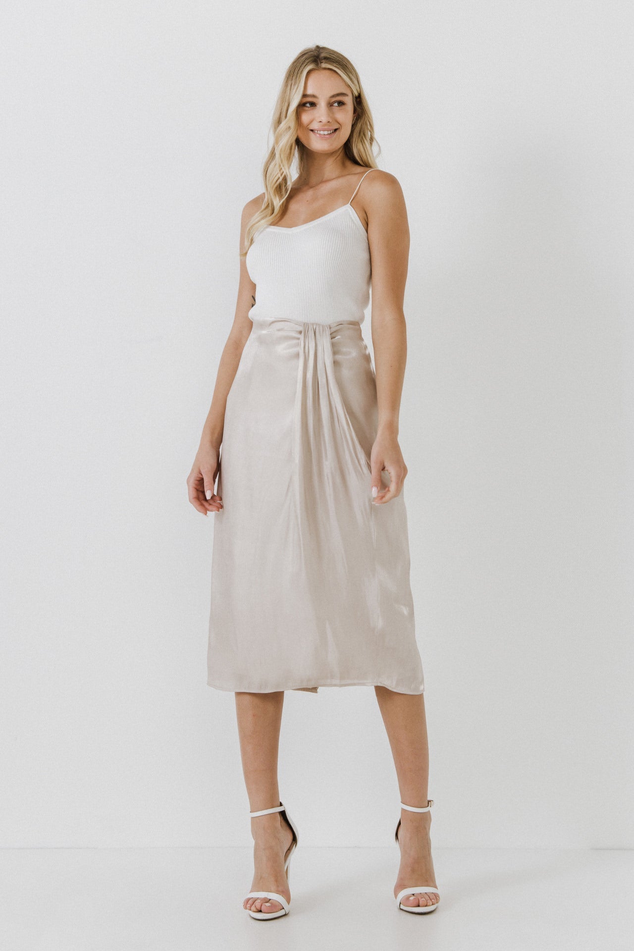 ENDLESS ROSE - Metallic Effect Midi Skirt - SKIRTS available at Objectrare