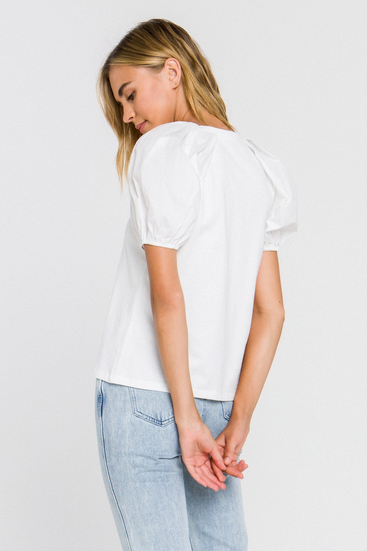ENGLISH FACTORY - Women Knit Puff Sleeve Shirt - TOPS available at Objectrare