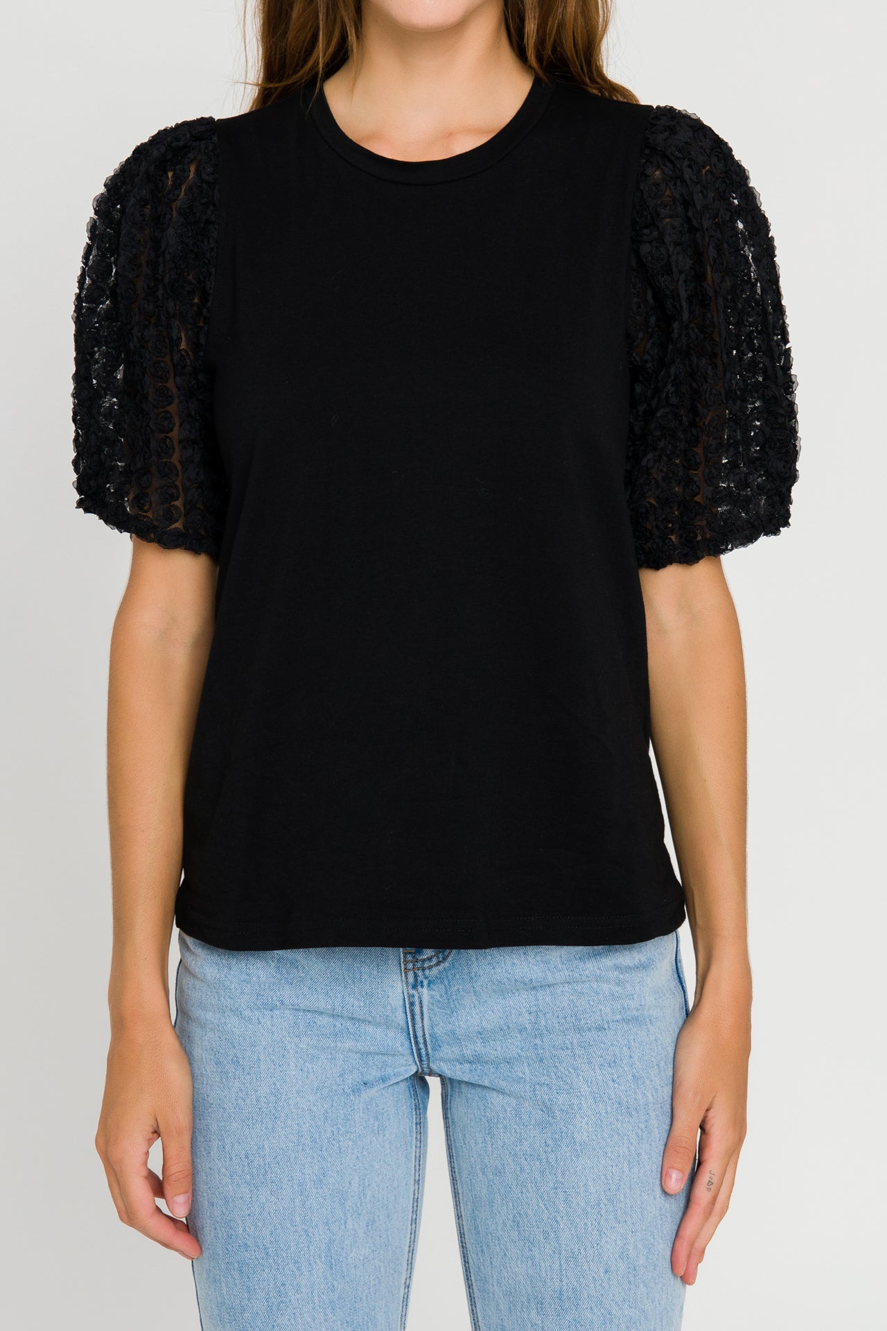 LA'VEN - Floral Embellishment Combo T-Shirt - T-SHIRTS available at Objectrare