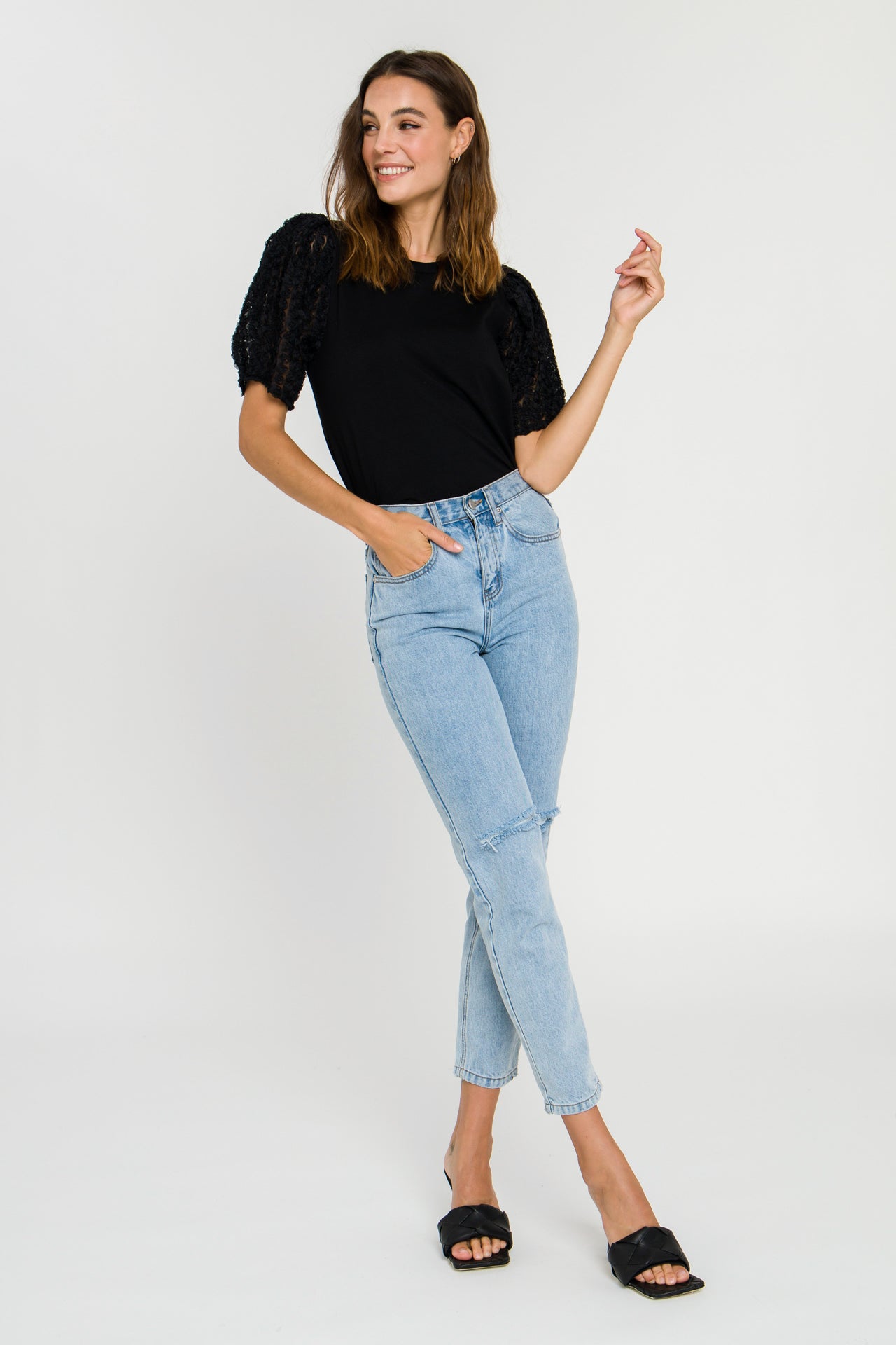 LA'VEN - Floral Embellishment Combo T-Shirt - TOPS available at Objectrare