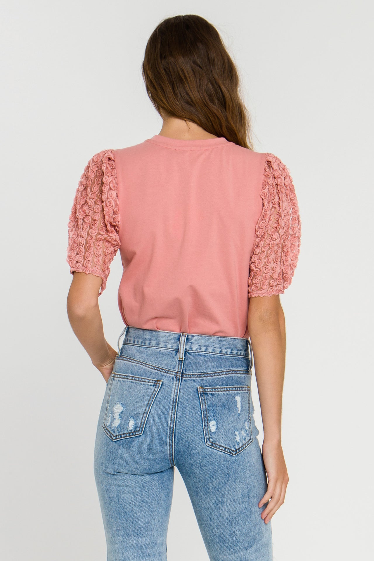 LA'VEN - Floral Embellishment Combo T-Shirt - T-SHIRTS available at Objectrare