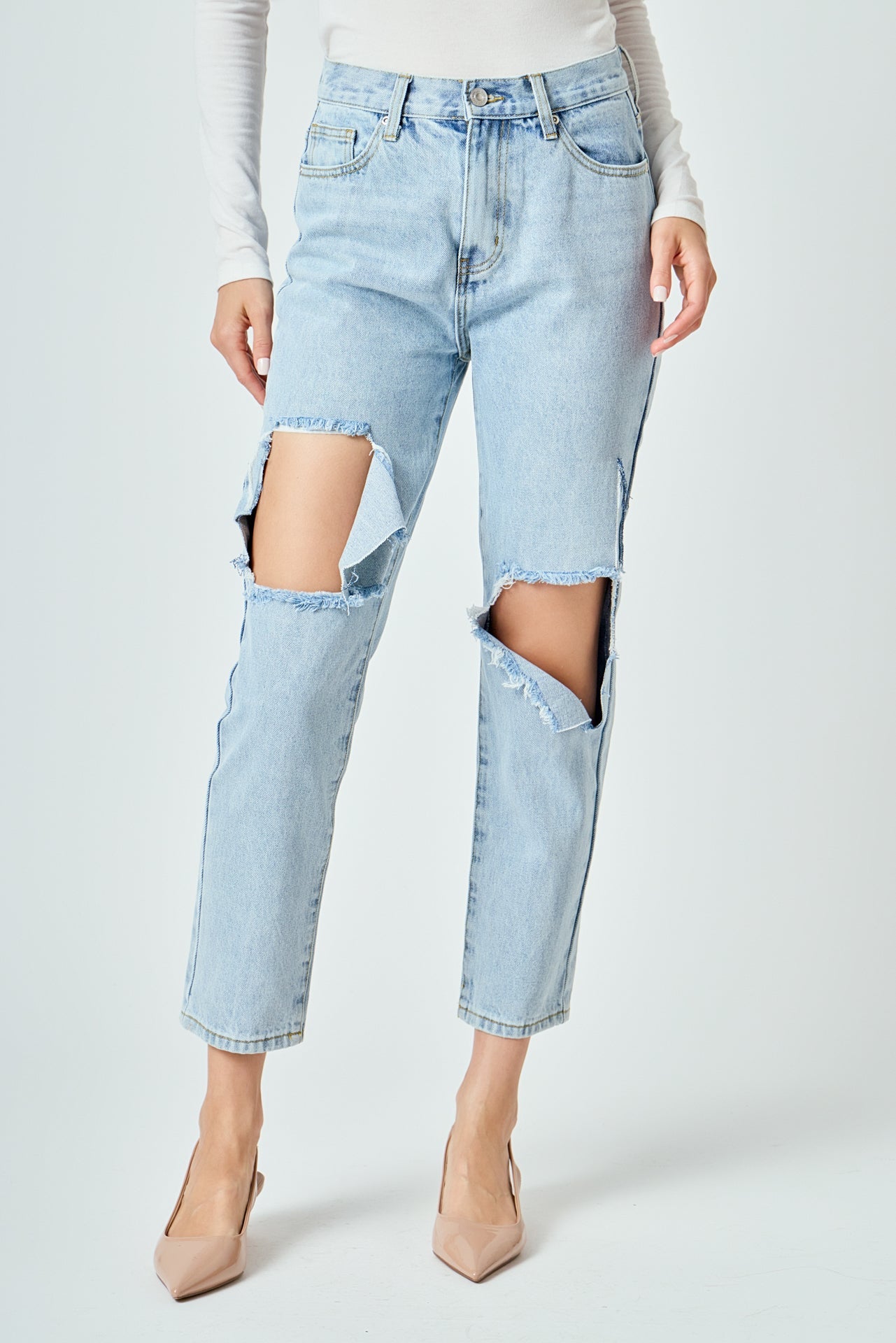 ENDLESS ROSE - Destroyed High Waisted Skinny Jeans - PANTS available at Objectrare