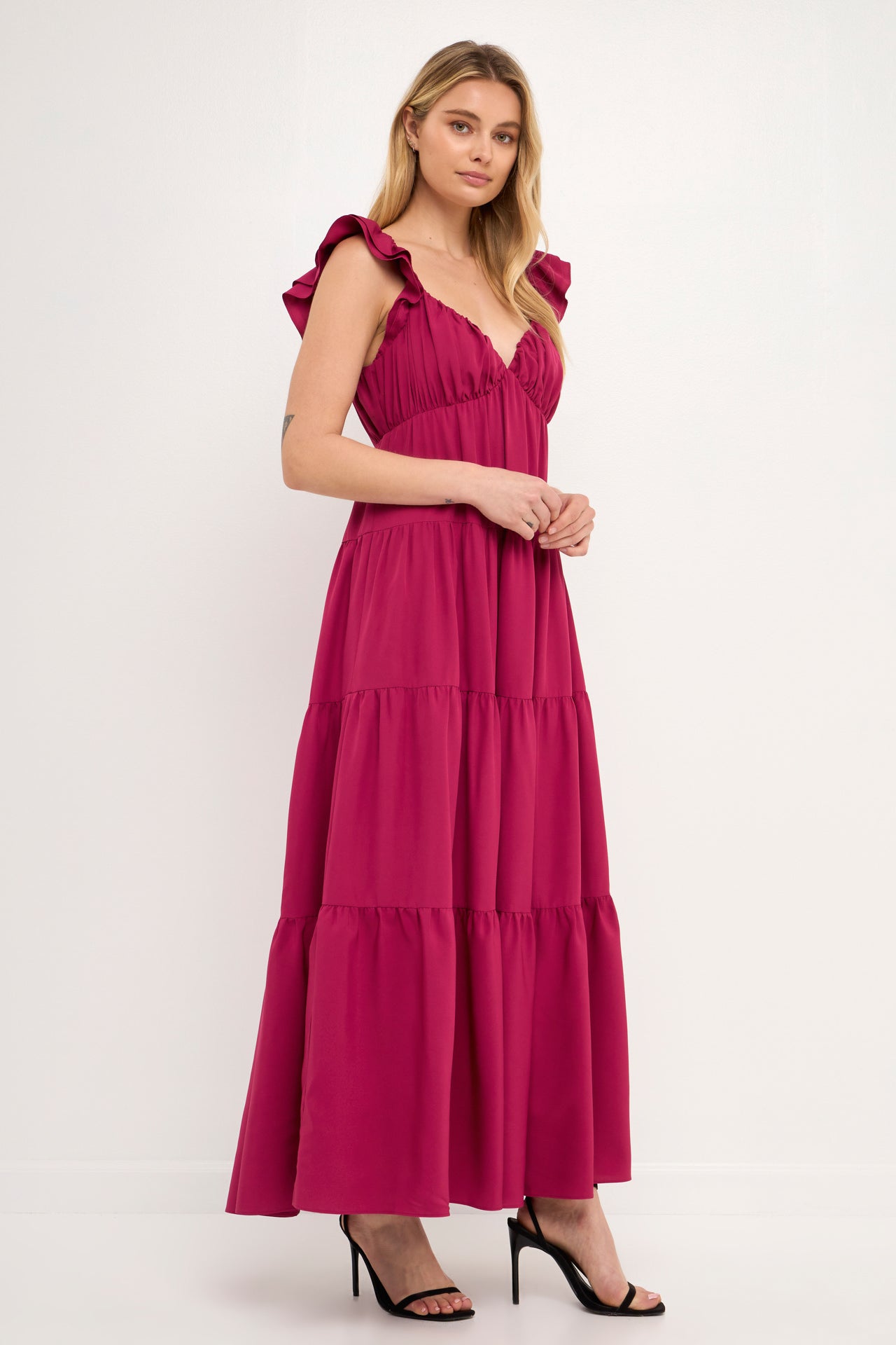 ENDLESS ROSE - Ruffle Sleeve Maxi Dress - DRESSES available at Objectrare