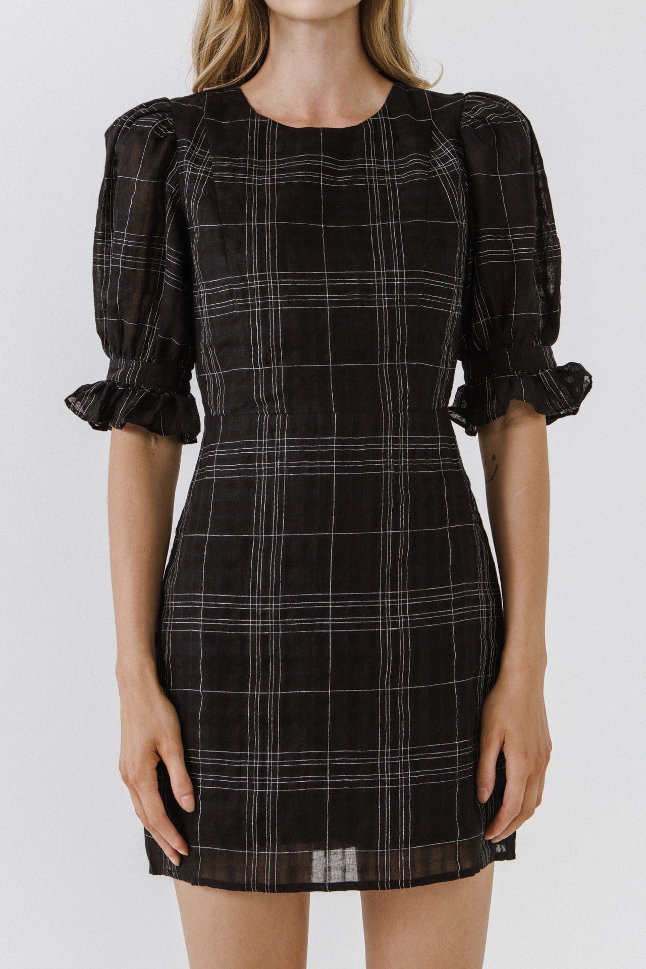 ENDLESS ROSE - Check Print Linen Dress - DRESSES available at Objectrare