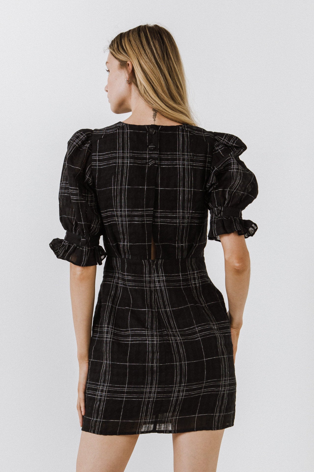 ENDLESS ROSE - Check Print Linen Dress - DRESSES available at Objectrare