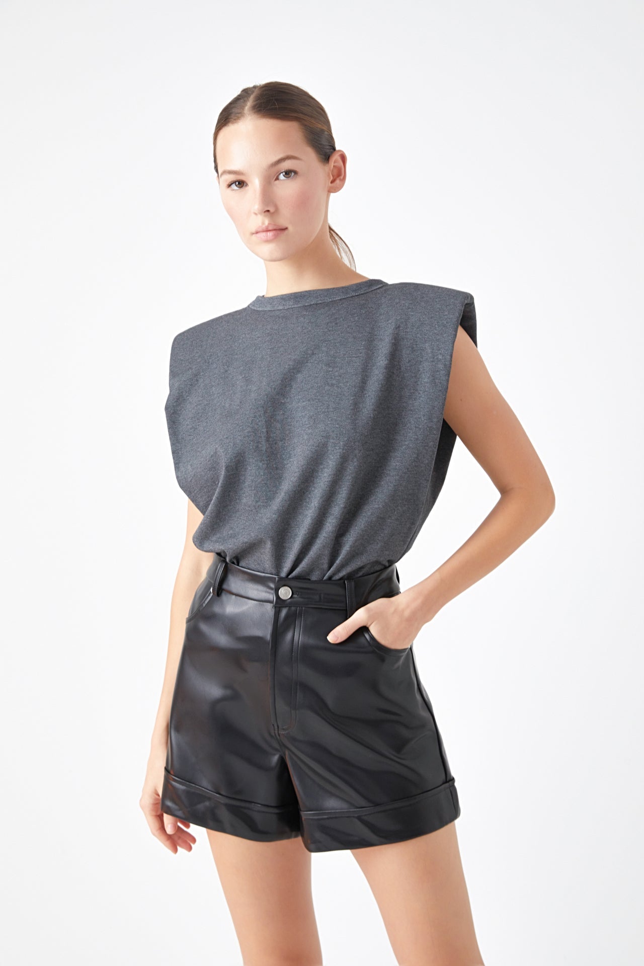 ENDLESS ROSE - Shoulder Pad Shirt - TOPS available at Objectrare