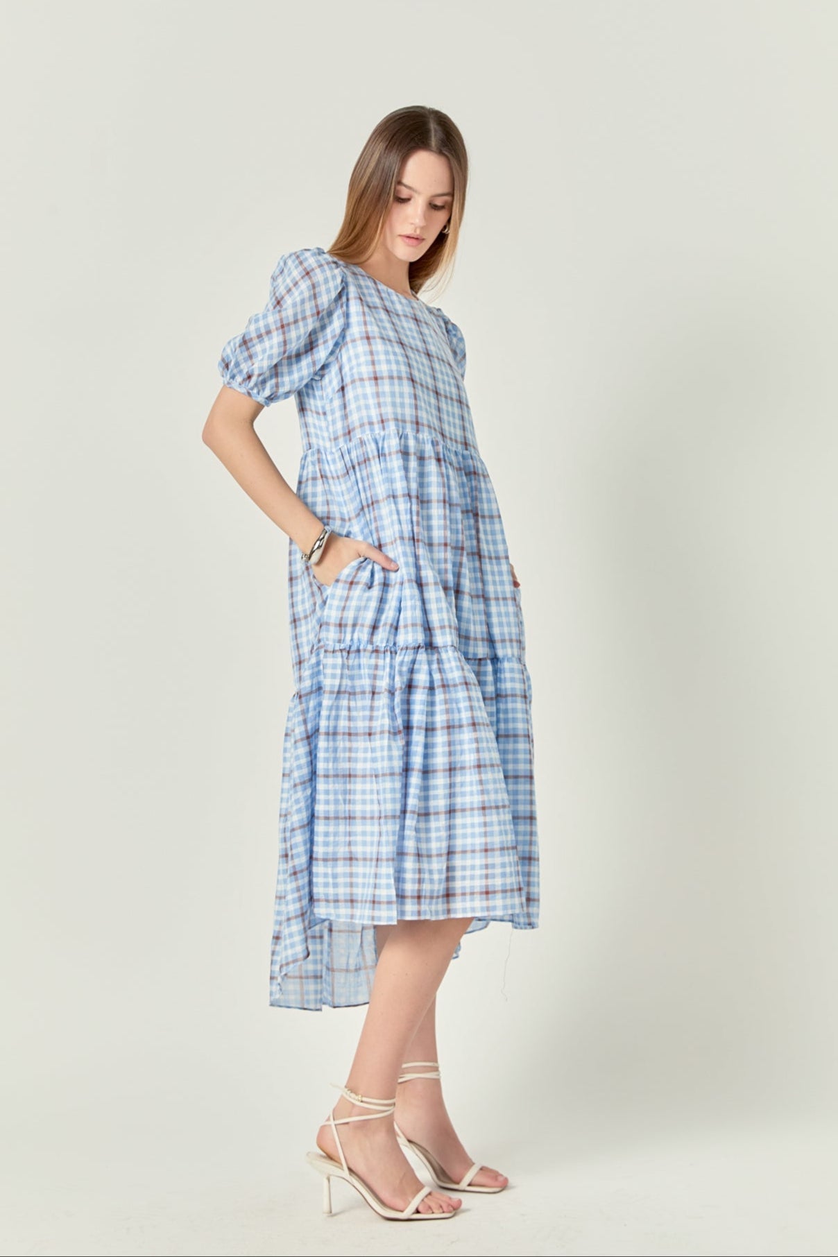 ENGLISH FACTORY - Check Print Midi Dress - DRESSES available at Objectrare