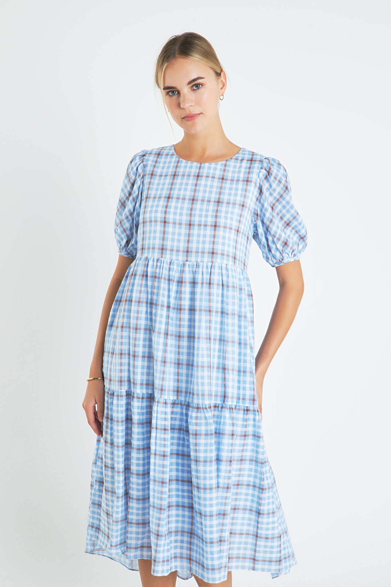 ENGLISH FACTORY - Check Print Midi Dress - DRESSES available at Objectrare